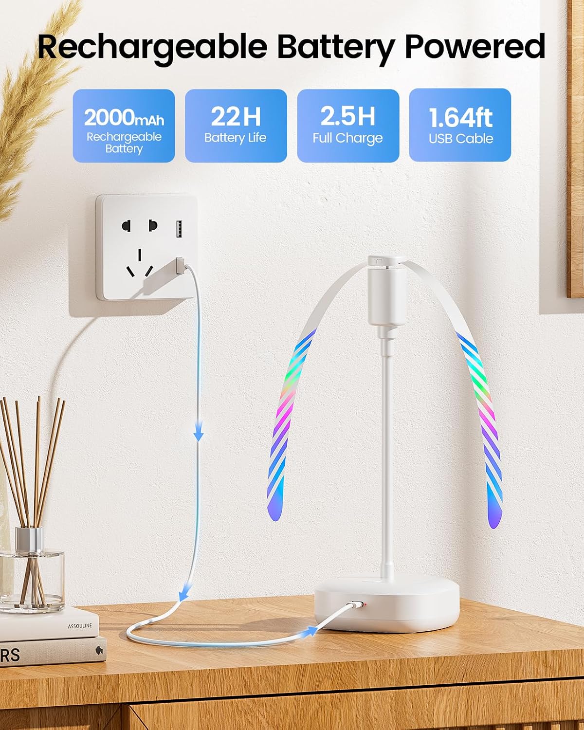 Edvision Fly Fans for Tables, 2000mAh Rechargeable Food Fan, 20H Runtime | Flexible Neck for 360° Coverage, Quiet Table Fan with Soft Safety Blades, Ideal for Party, Picnic, BBQ, Indoor & Outdoor Use