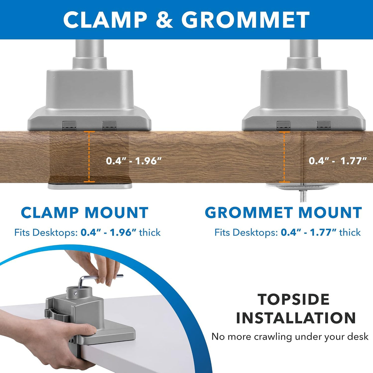 Mount-It! Dual Monitor Mount - Monitor Stands for 2 Monitors, Computer Arms on Desk Stand, Gas Spring Height Adjustable Desk Mount in Silver, VESA 75, 100 Fits Screens Up to 32", Silver Color