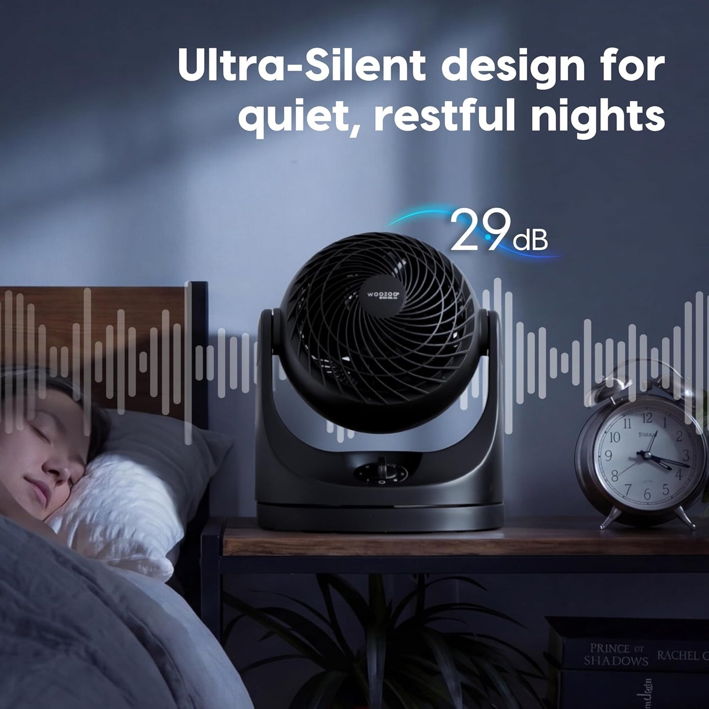 IRIS USA WOOZOO Medium Desk Fan, Oscillating, 112° Tilt, Dorm Office, Black | 36ft Max Air Distance, 244ft² Coverage, 112° Adjustable Vertical Tilt, 29db