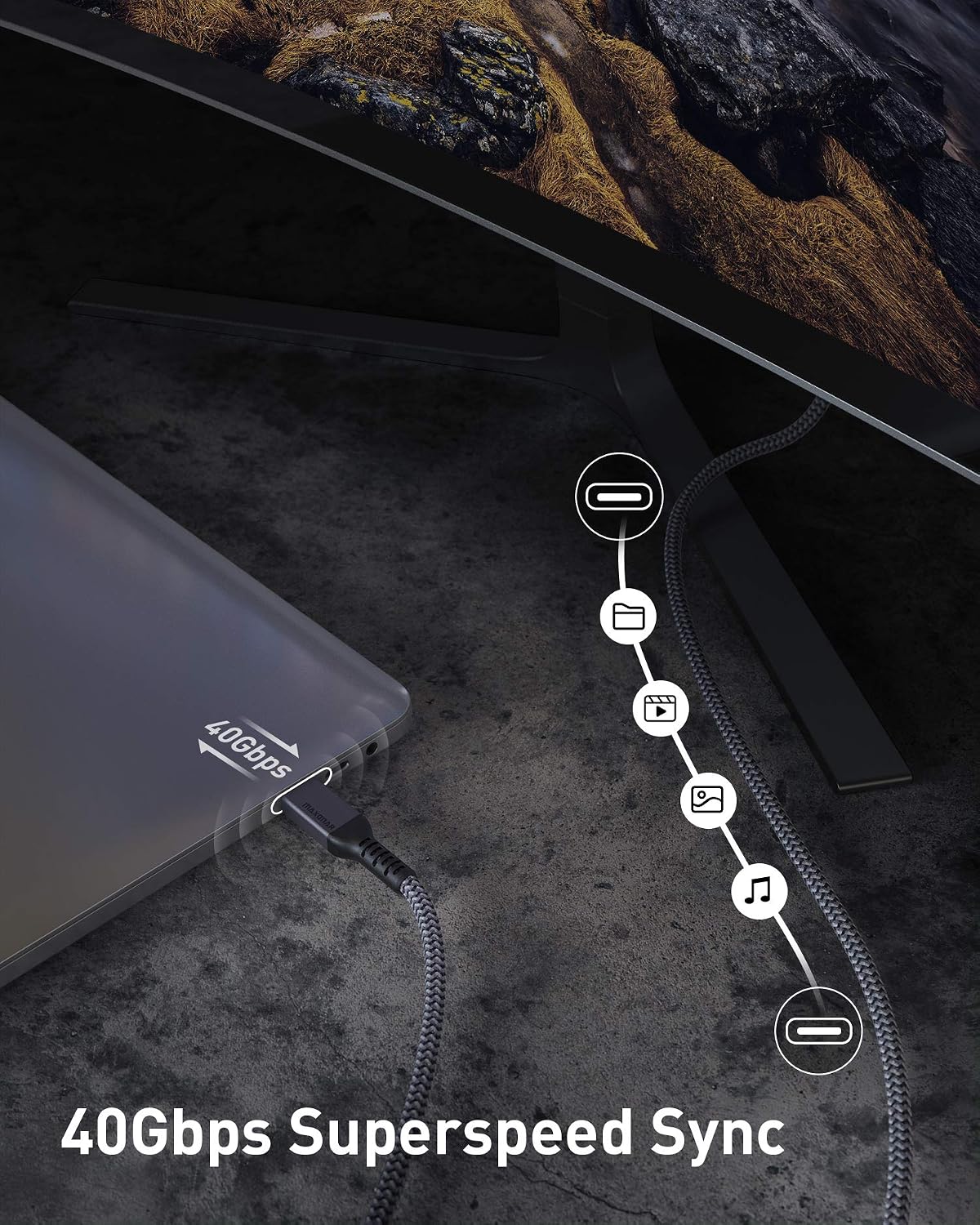 Maxonar 2 Pack Thunderbolt 4 Cable, 40Gbps, 240W, 8K 3.3FT | With 40Gbps Data, 240W Charging, 8K Display; Braided Nylon, 2-pack, Multiple Lengths
