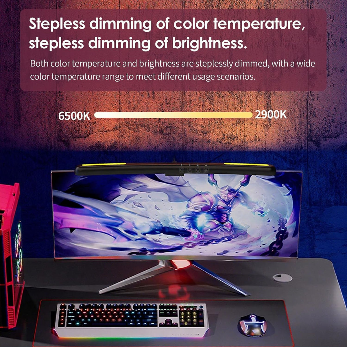 BY-J Computer Monitor Light Bar, Eye-Care USB Reading LED Task Lamp with Touch Control, Fit for Curved Monitor, No Screen Glare Dimmable Desk Lamp Computer Monitor Light Bar for Screen Home Office