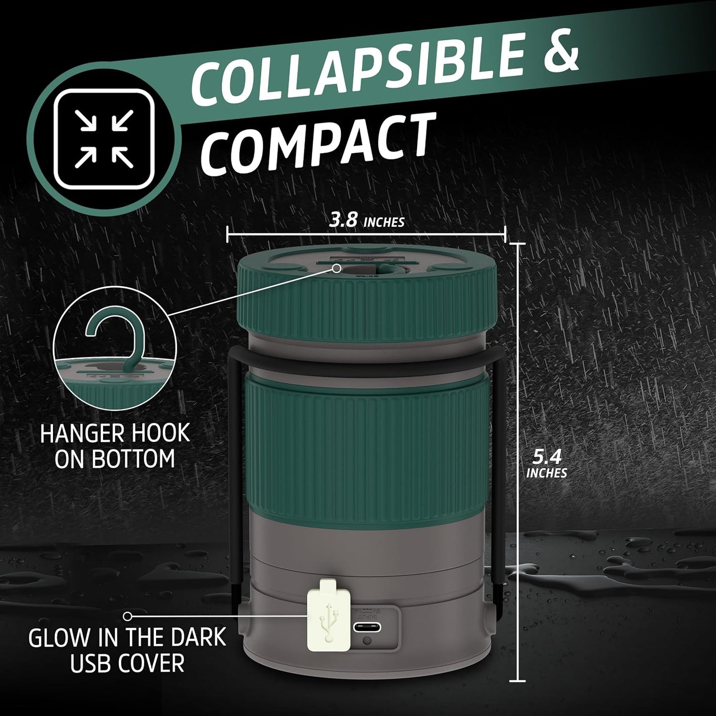Energizer S-500 Hybrid Power Camping Lantern, Solar, Rechargeable, or AA Battery Powered, IPX4 Water Resistant Bright LED Lantern
