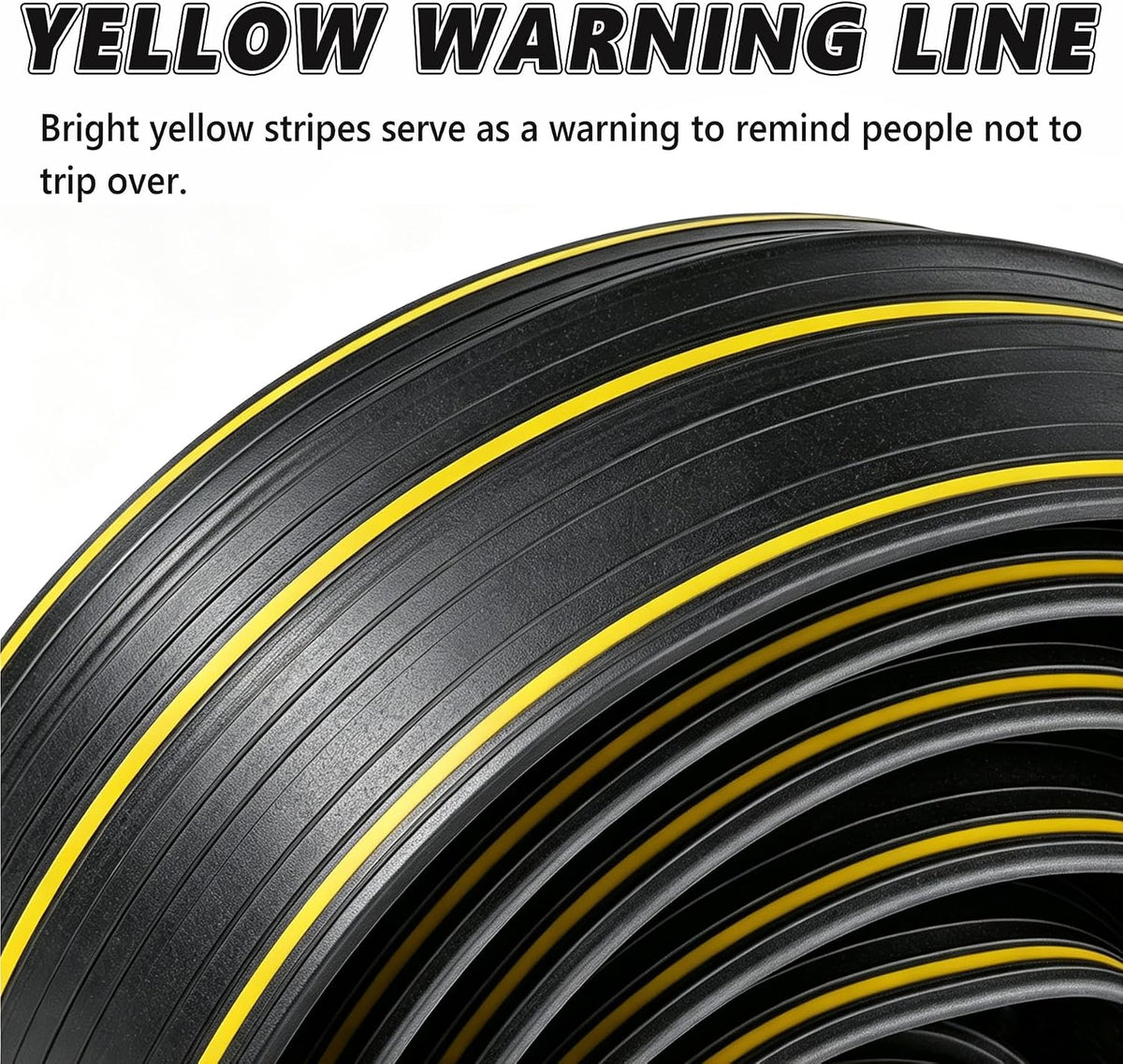 10Ft Cord Covers for Wires on Floor, 3-Channel PVC Floor Cable Cover for Small to Medium Wires, Anti-Slip Base with Yellow Warning Stripes, Indoor Floor Cord Cover for Home Office Events