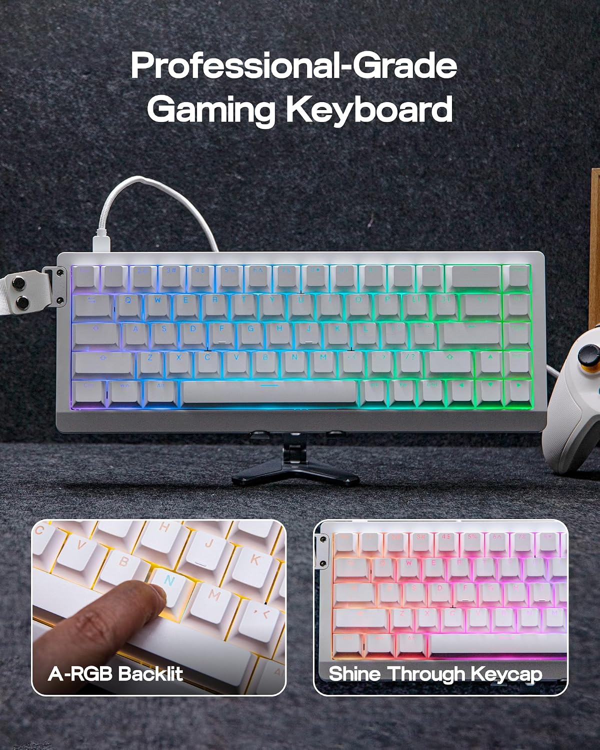 EPOMAKER HE68 Lite Hall Effect Gaming Keyboard, 8k Polling & 128K Scan Rate, 0.01mm Adjustable Trigger, 0.125ms Latency, 5-Layer Sound-Dampened, Snap Key, SOCD, A-RGB, Wired, Mac Software (White)