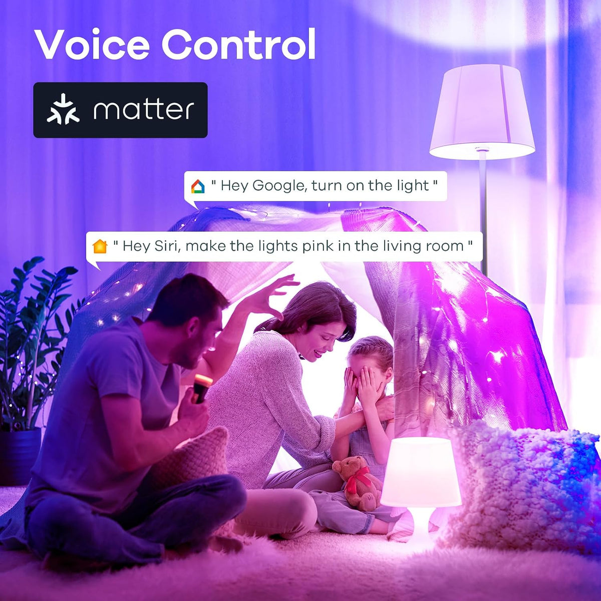Linkind Matter Smart Light Bulb, Smart Bulbs Work with Apple Home, Siri, Alexa, Google Home, SmartThings, Color Changing Light Bulbs RGTBW Music Sync, Mood Lights, 2.4Ghz WiFi A19 E26 60W 800LM 3 Pack