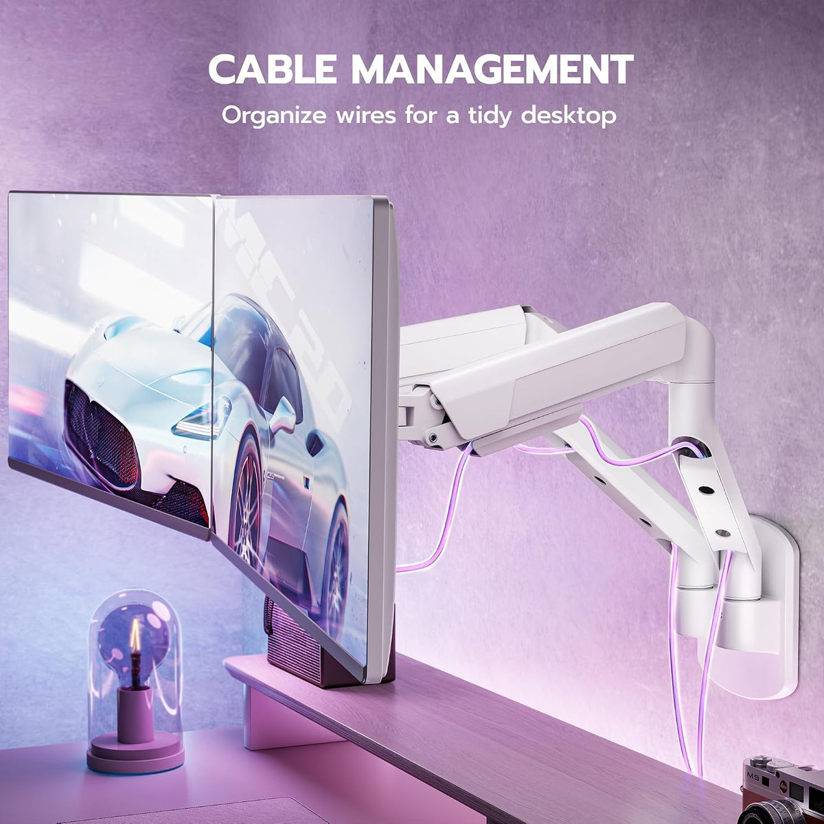 ARES WING 17-35 Inch Ultrawide Dual Monitor Wall Mount, White