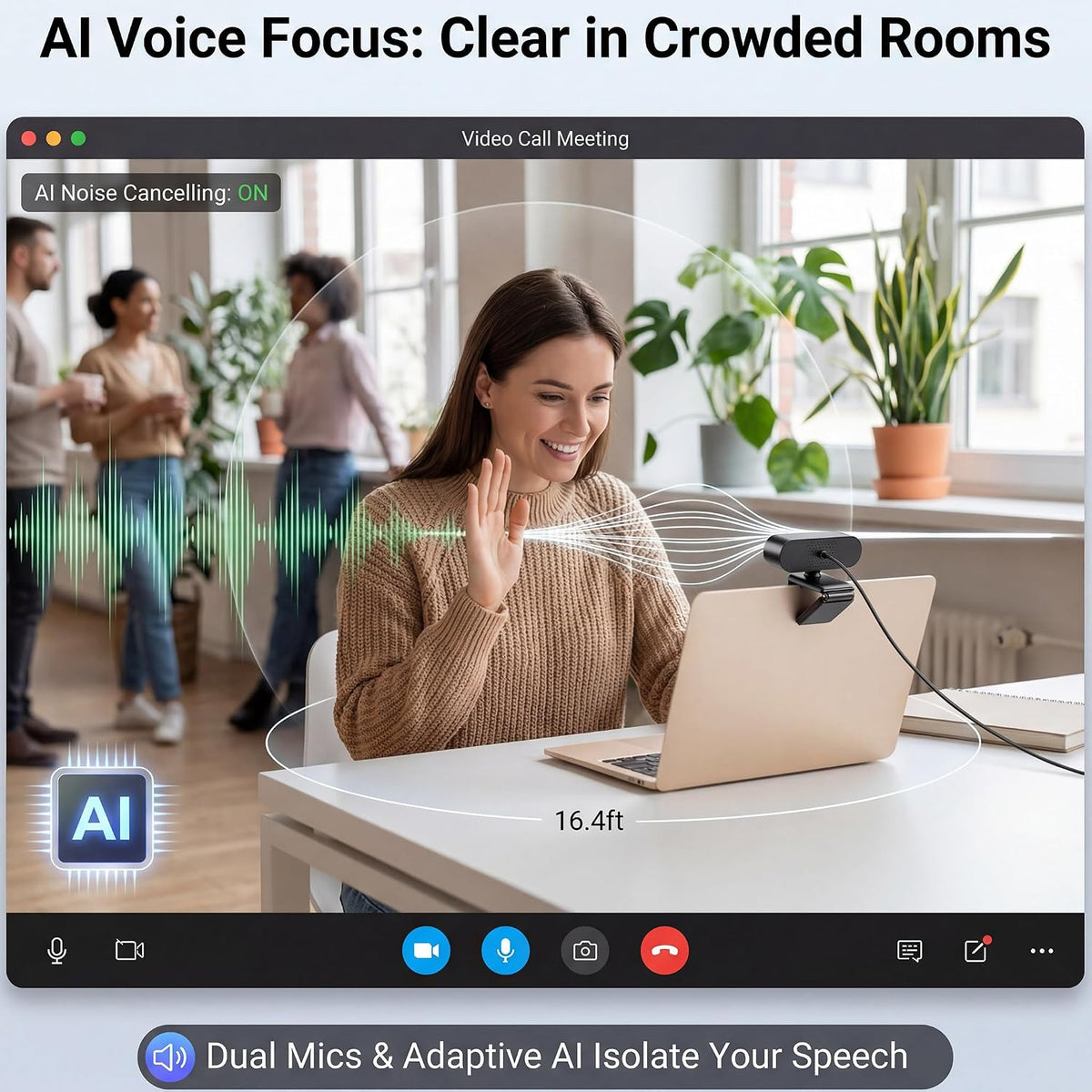 4K Ultra HD Webcam with 1/2.8"CMOS Sensor,PDAF Autofocus,1080P@60FPS | Dual Noise-Canceling Mics,Privacy Cover,USB Streaming Webcam for PC/Mac,Gaming,Video Calling,Live Streaming&Meetings