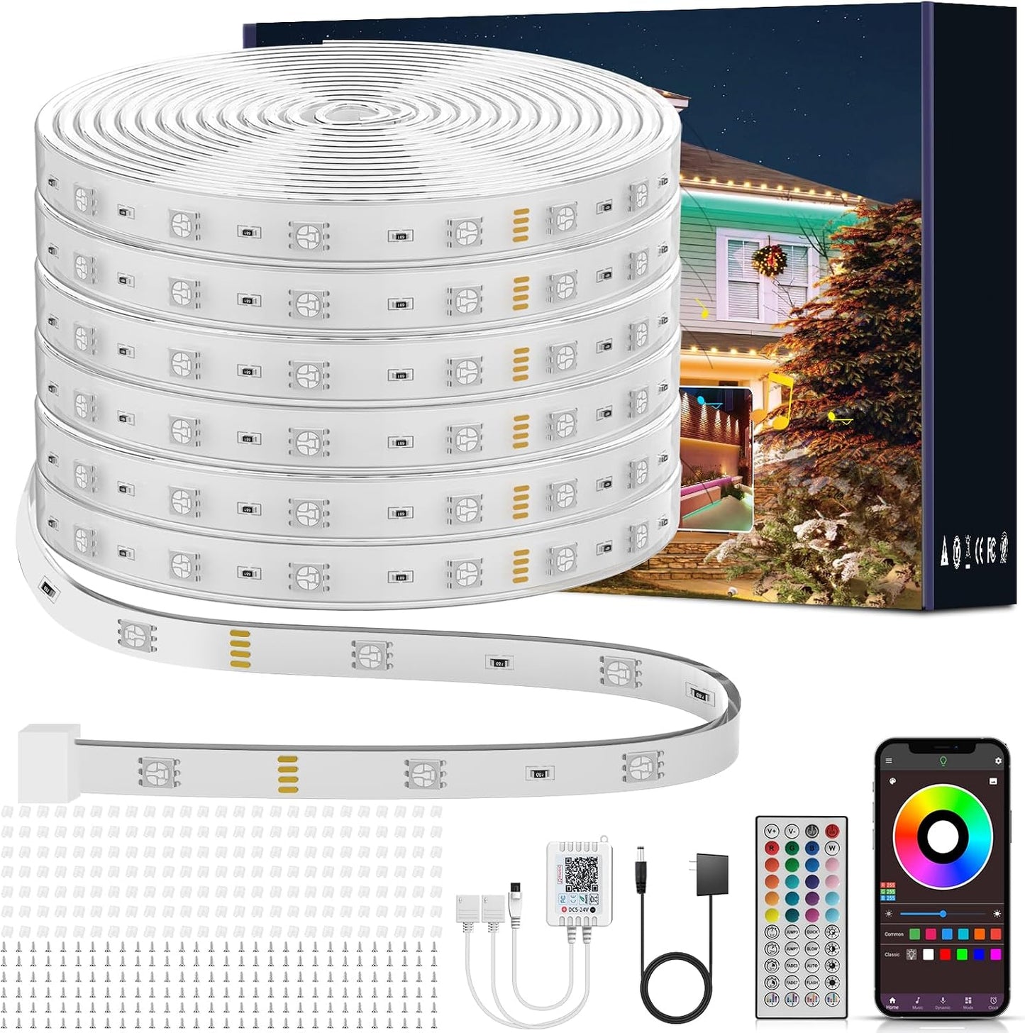 Ledagic 50FT RGB Neon Rope Lights, Outdoor Led Strip Lights Waterproof IP67 with Remote and App Control, Flexible Led Rope Lights, Music Sync Led Lights for Bedroom, Gaming, Outdoors Decor (1 Roll)