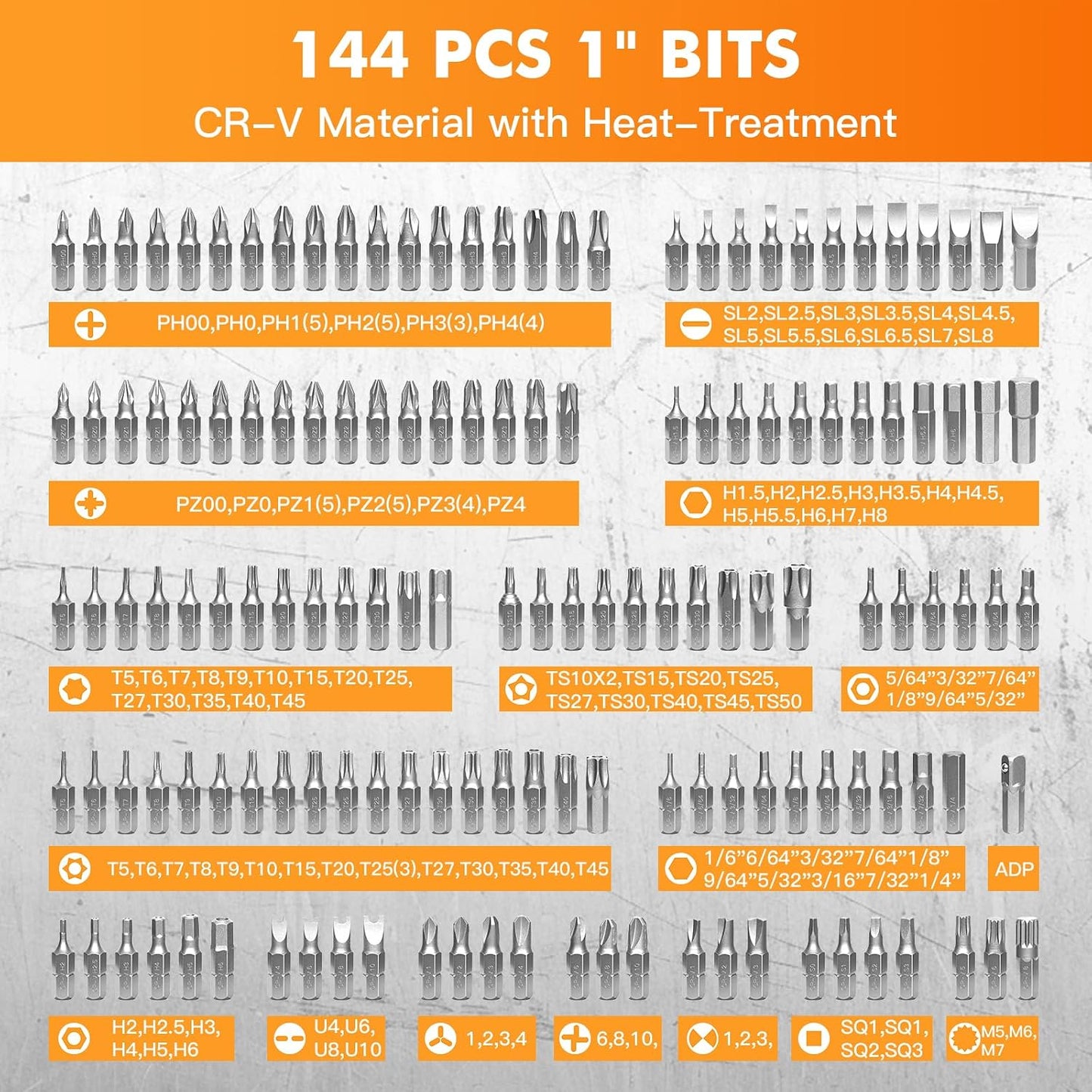 237-Piece Screwdriver Bit Set with Ratchet & Security & 20 Precision Bits | Chrome vanadium steel. Includes standard, security & 20 precision bits + dedicated handle. For home, auto, electronics