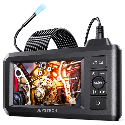 DEPSTECH 5.5mm Industrial Endoscope, 1080P Digital Borescope Inspection Camera with 4.3" Screen, IP67 Waterproof Snake Camera with Lights,16.5FT Semi-Rigid Cable, 32GB Card &Photo Capture,Helpful Tool