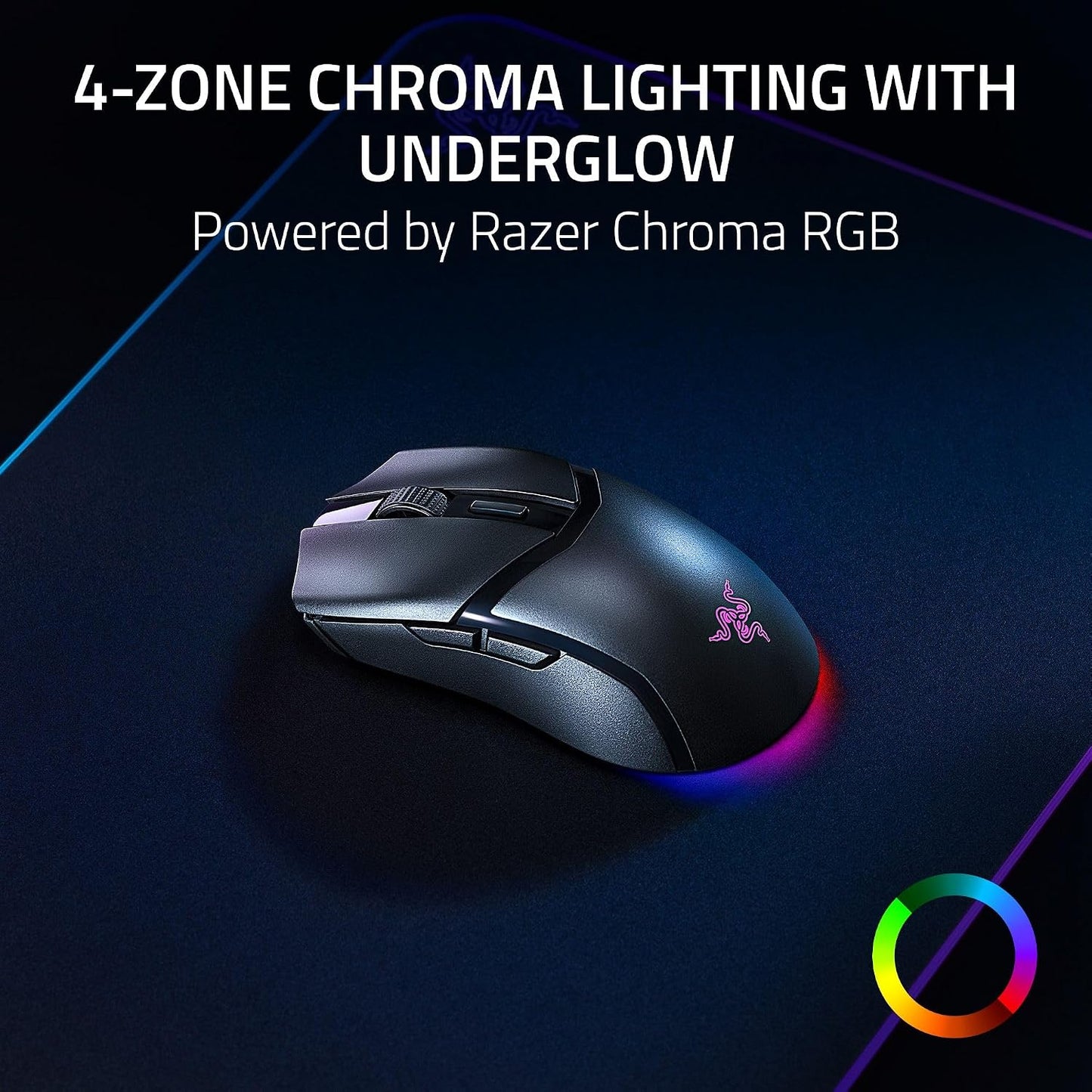 Razer Cobra HyperSpeed Wireless Gaming Mouse, 62g Lightweight, Black | Chroma RGB Lighting, Scroll Wheel, 26K Sensor, Gen-4 Switches (All Optical), 2.4GHz, Bluetooth & USB C