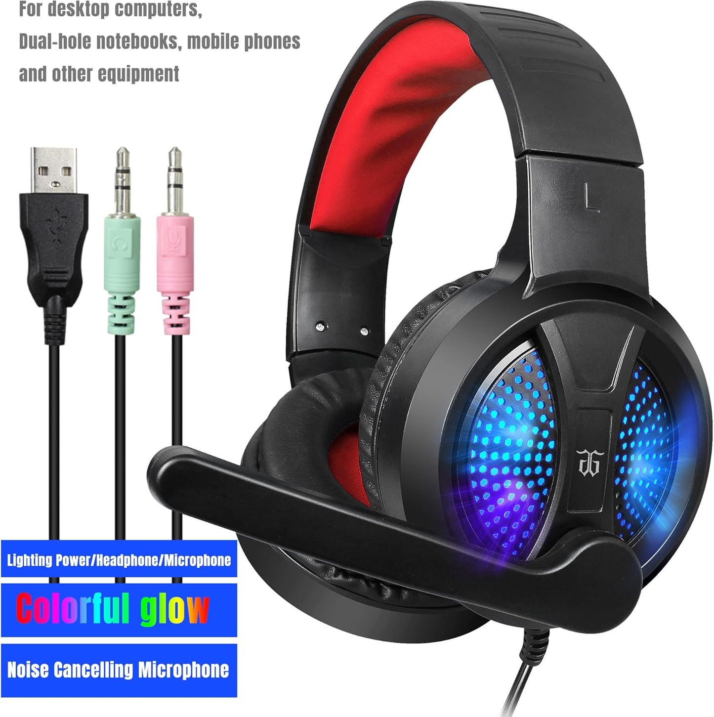 DGG Gaming Keyboard and Mouse, Headphones, Mouse pad Combo for PC Gamers | RGB Backlight Gaming Keyboard and Mouse Bundle with Headset, All in One for Xbox and PS4 Users