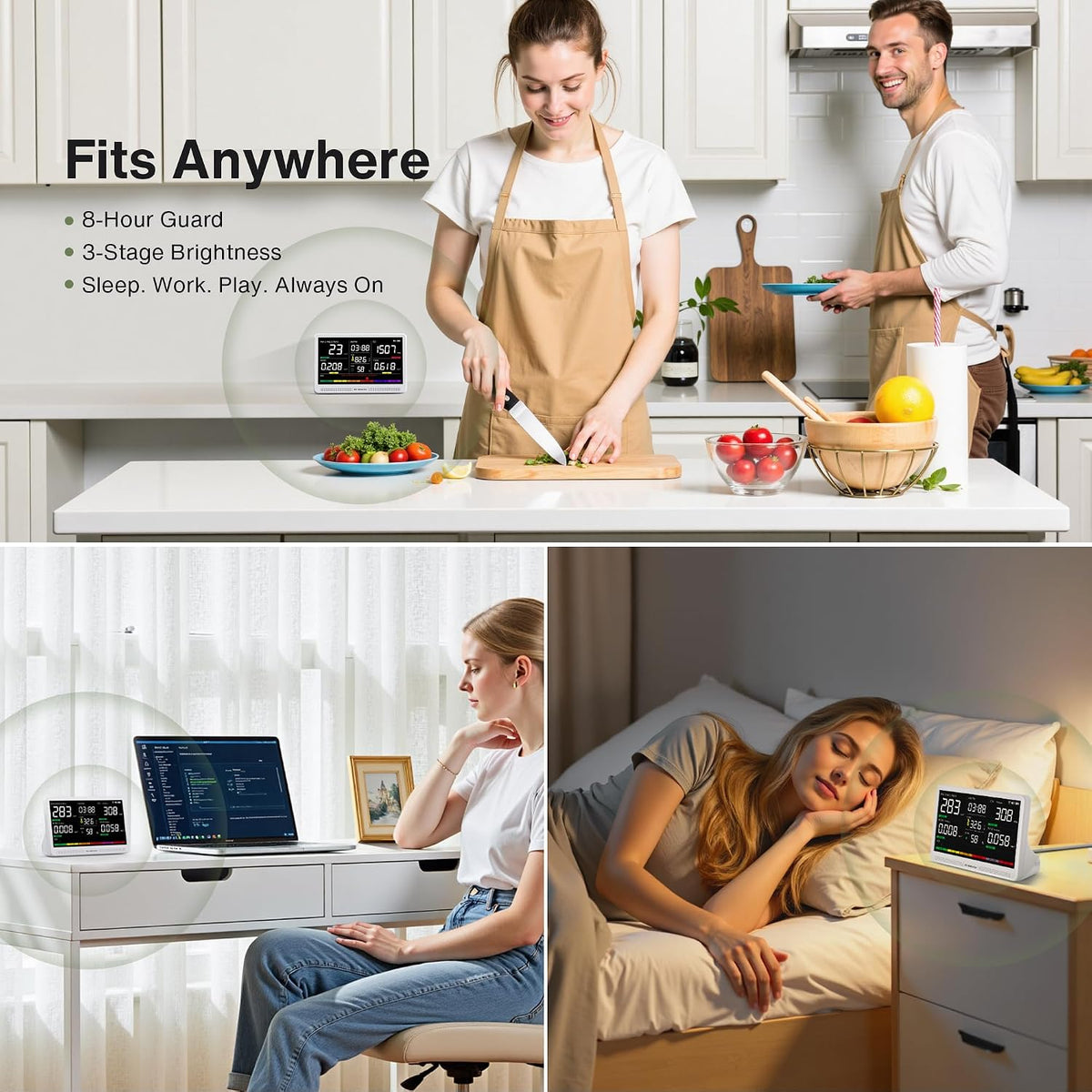 bonoch 16 in 1 Air Quality Monitor Indoor 12Hrs 7" Wildfire CO2 Monitor