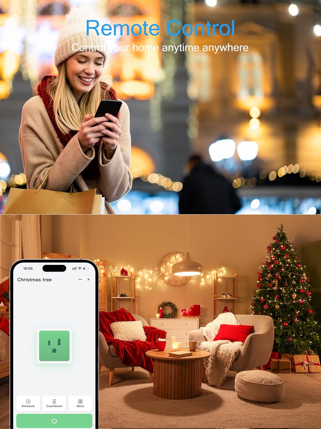 EIGHTREE 15A Smart Plug, Wi-Fi & Bluetooth Smart Outlet for High-Power Home Appliances, Works with Alexa & Google Home, Easy Setup, Timer & Remote Control, FCC & ETL Certified, 2.4GHz Wi-Fi Only