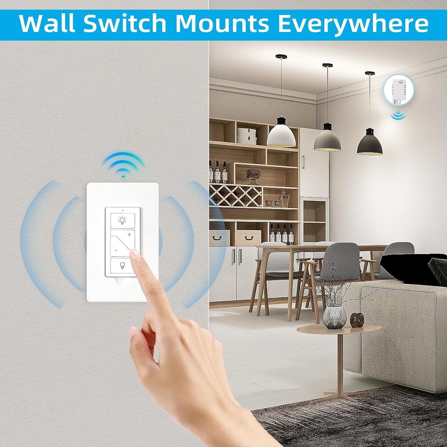 Wireless Dimmer Switch, Remote Light Switch and Receiver kit, Compatible with Alexa Voice Control, Smart Wall Switch Lighting Fixture for Ceiling Lights Pendant Lamps, Support 2.4G&amp;5G