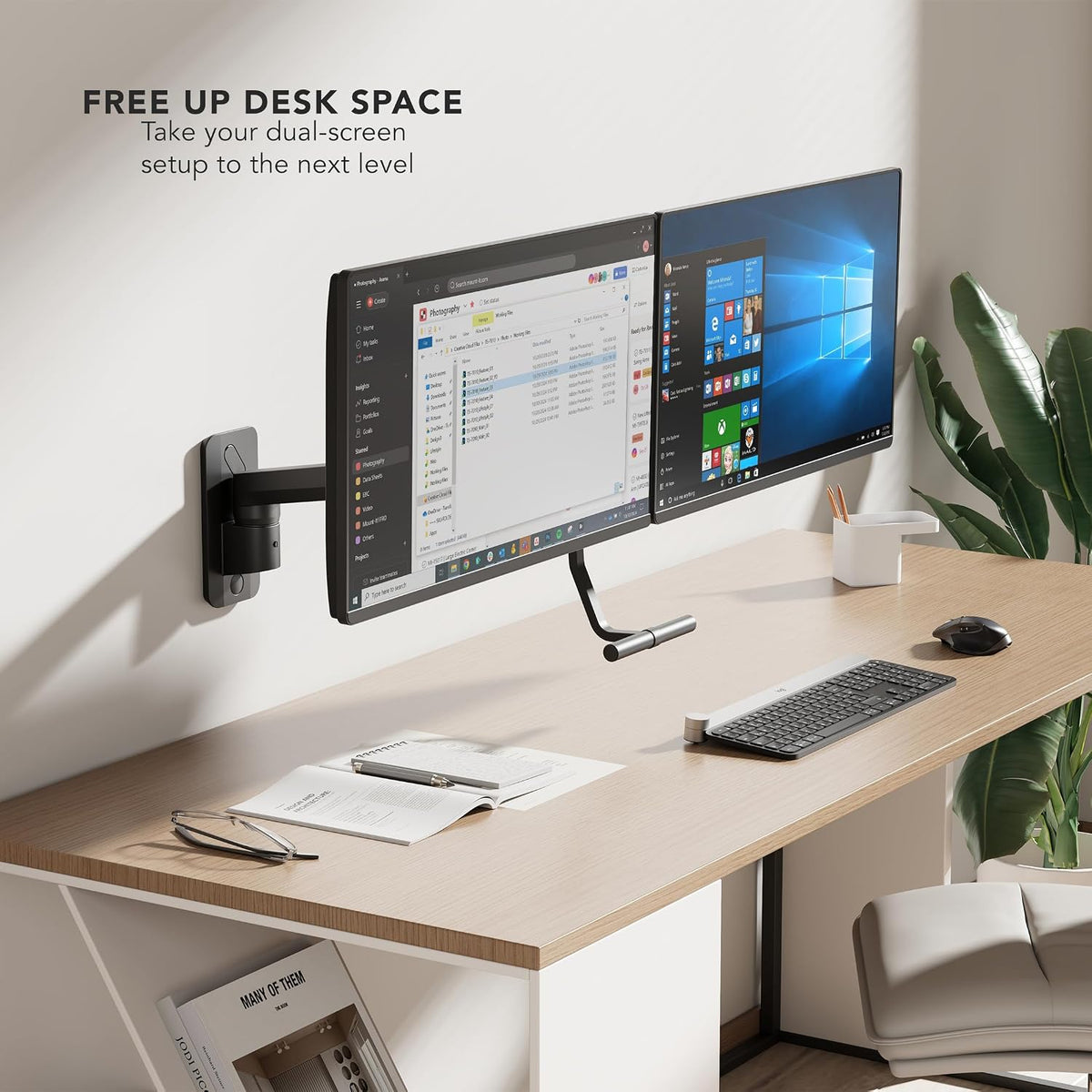 Mount-It! Proflex Dual Monitor Wall Mount with Crossbar