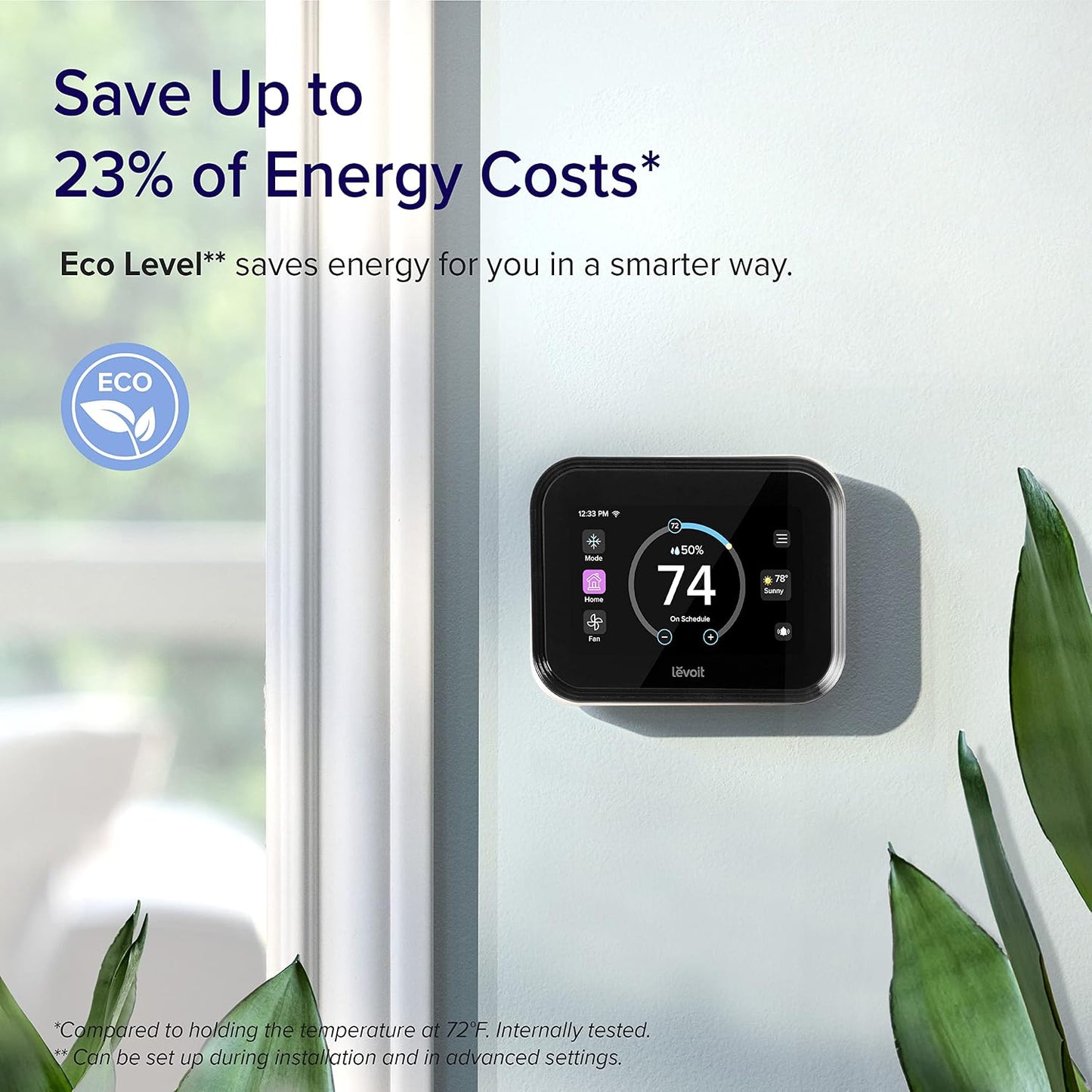 LEVOIT Smart Thermostat for Home, WiFi Programmable Digital Thermostat, Works with Alexa and Smart Sensor, Energy Saving, Large Touch Screen, C-Wire Adapter Included, DIY Install, Aura 400S, White