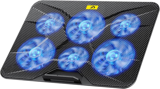 Laptop Cooling Pad for 12-17.3 Inch Laptops, Slim Stand with 6 Quiet Fans