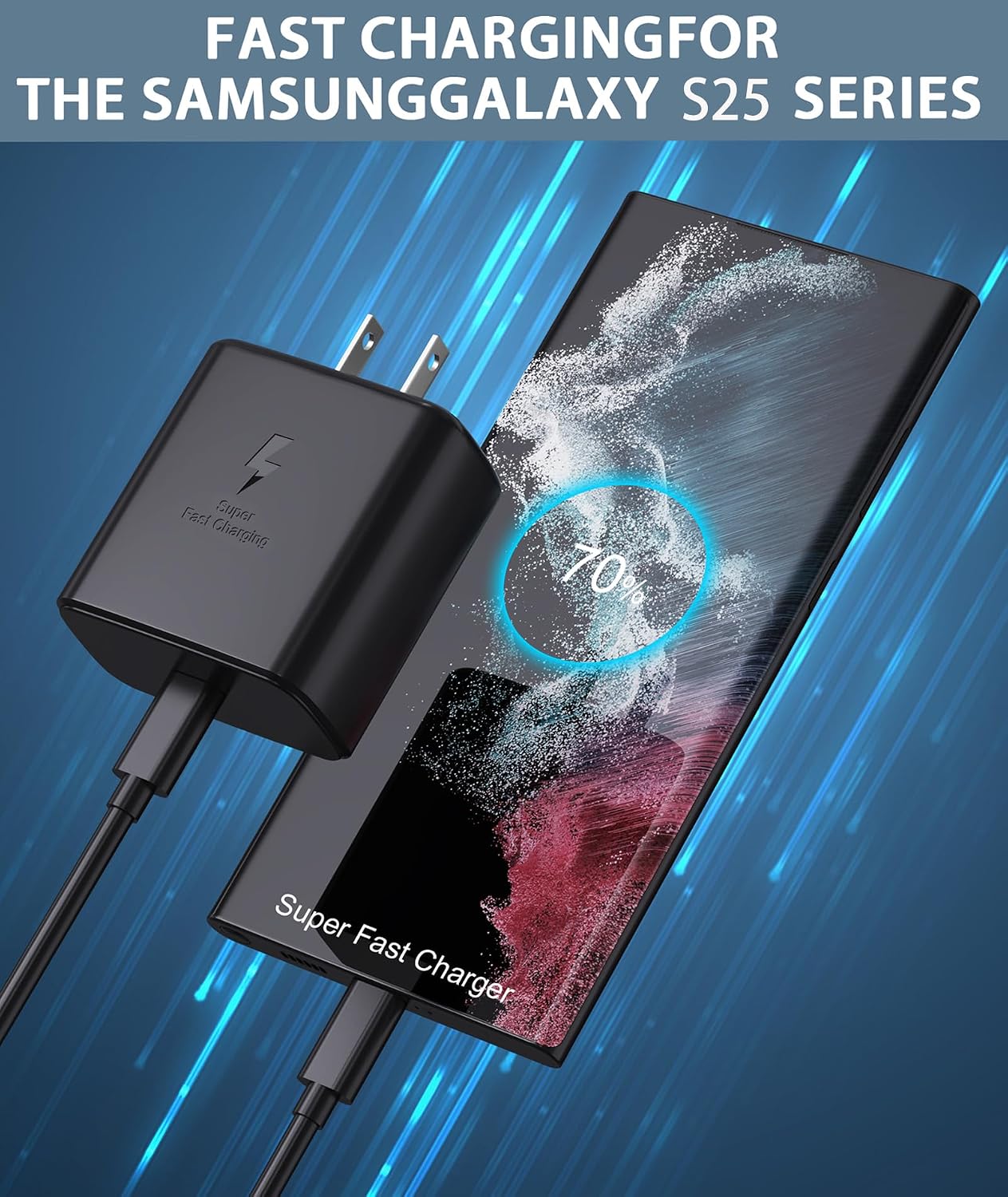 45W Super Fast Charger USB C- 45 Watt Type C Fast Charging Android Phone Charger Compatible with Samsung Galaxy S25 Ultra/S25/S25+/S26/S26+/S26Ultra/S24+/S24 Ultra/S23 Ultra Tab,6ft C Cable