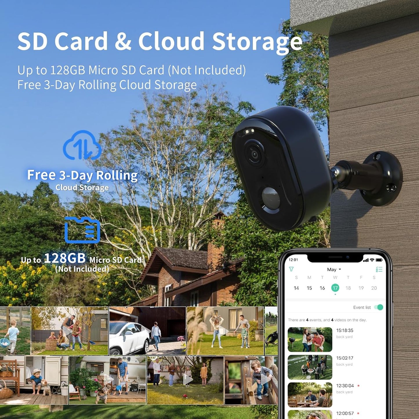 Security Cameras Wireless Outdoor, Battery Powered 2k WiFi Cameras for Home Security, Spotlight Color Night Vision, AI Motion Detection, Siren, Weatherproof, 2-Way Talk, Playback, SD/Cloud Storage