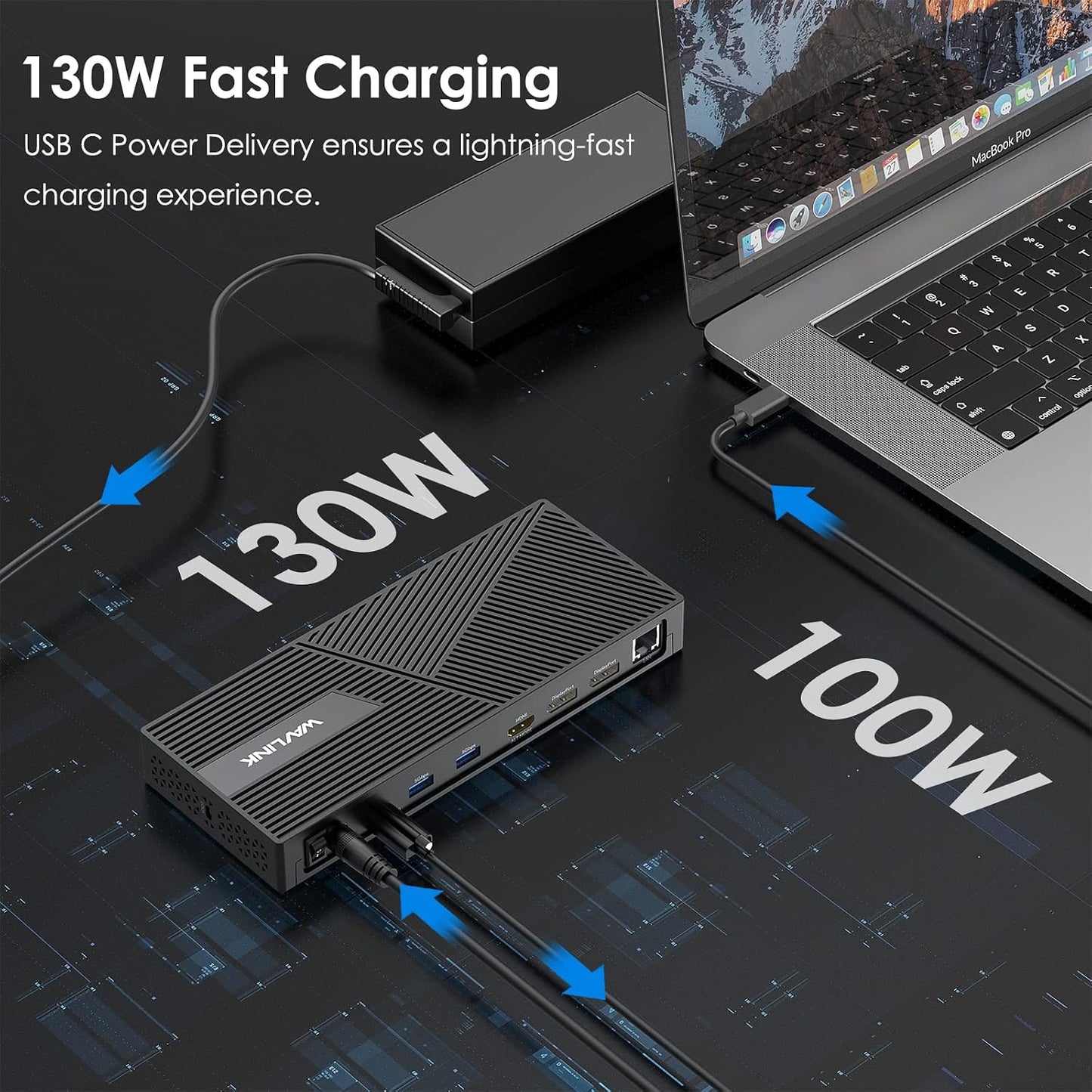 WAVLINK Docking Station 3 Monitors, 12-in-1 DisplayLink Docking Station with 100W PD Charging Triple 4K@60Hz HDMI+DP Gigabit Ethernet 5Gbps USB 3.0 Audio for Dell/HP/Lenovo/MacBook Neo