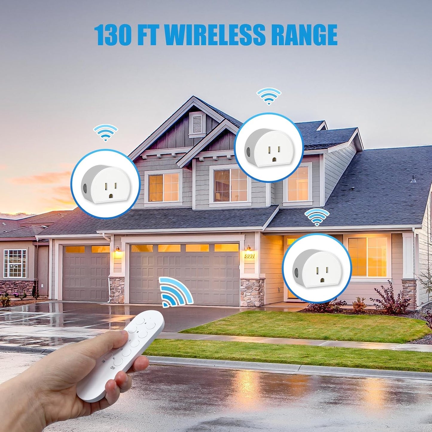 Remote Control Outlet 10A Wireless Light Switch for Household Appliances, 130 FT Range, Smart Plug with Remote, FCC Certified, ETL Listed