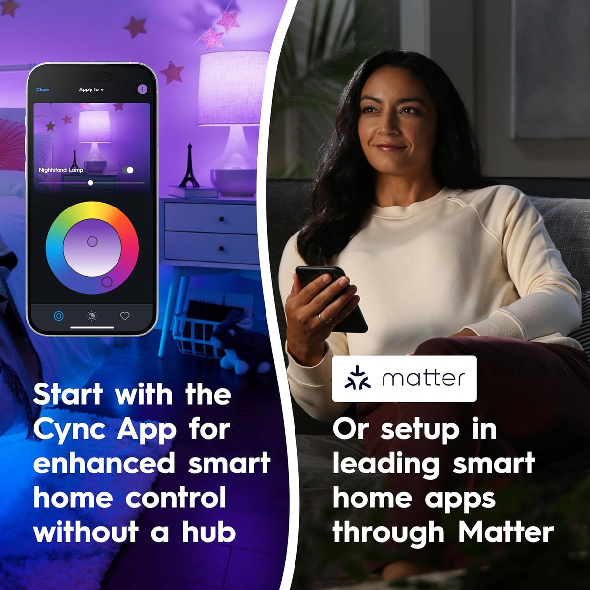 Cync GE Smart LED Light Bulbs, Color Changing Decorative Light Bulbs, Indoor WiFi Lights, Matter Compatible, Compatible with Alexa and Google Home, Medium Base (3 Pack)