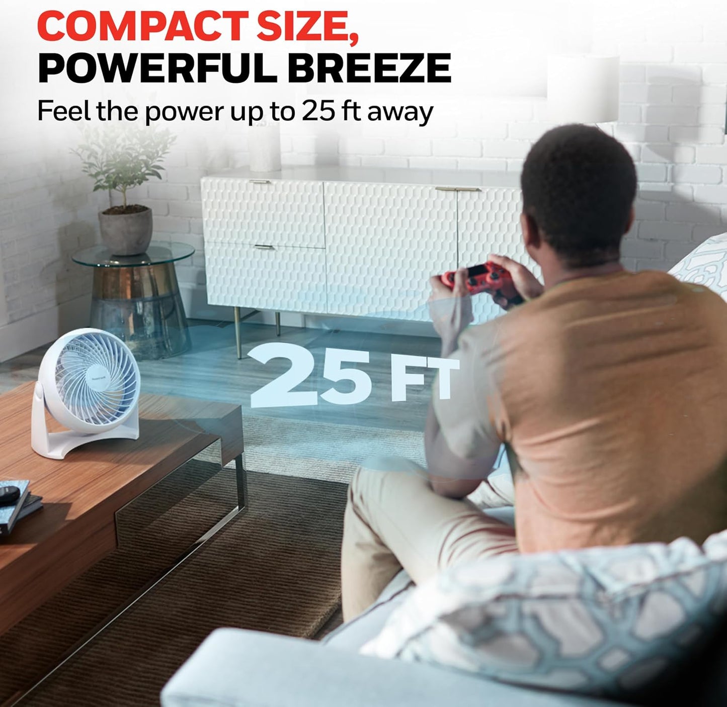 Honeywell TurboForce Air Circulator, Small Tabletop Fan, White, HT-904 | Quiet Personal Fan for Home or Office, 3 Speeds, 90 Degree Pivoting Head