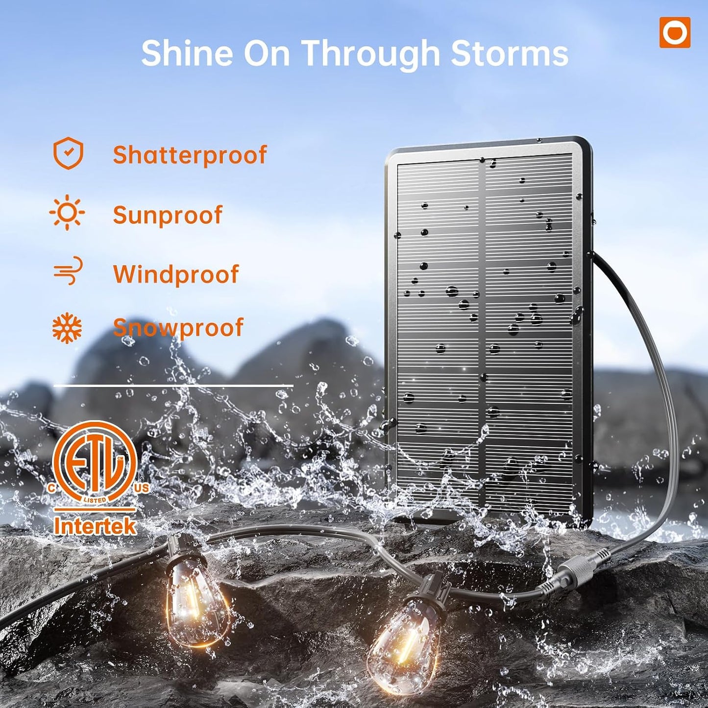 addlon 35FT Solar String Lights Outdoor Waterproof with Remote & USB Port | 10+1 LED Shatterproof Bulbs, Dimmable Solar Light Outdoor for Camping Backyard Bistro Porch