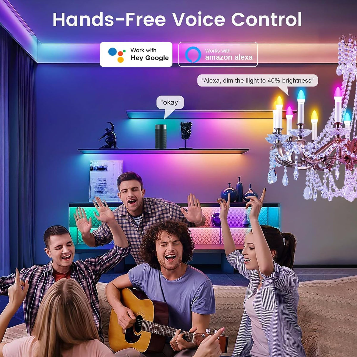 OHLUX 6 Pack E12 Smart Candelabra LED Light Bulbs, Color Changing Compatible with Google Alexa and Smart Life, 5W 40W Equivalent WiFi Candle Bulbs with Remote Control, Timer