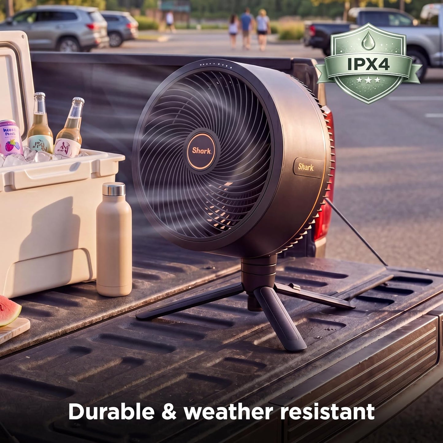 Shark FlexBreeze 2-in-1 Fan with Misting Attachment, Charcoal, FA222 | Corded/Cordless, Pedestal to Tabletop, up to 24-Hr Battery, up to 70 Ft of Power, 5 Speeds, with Outdoor Misting Attachment