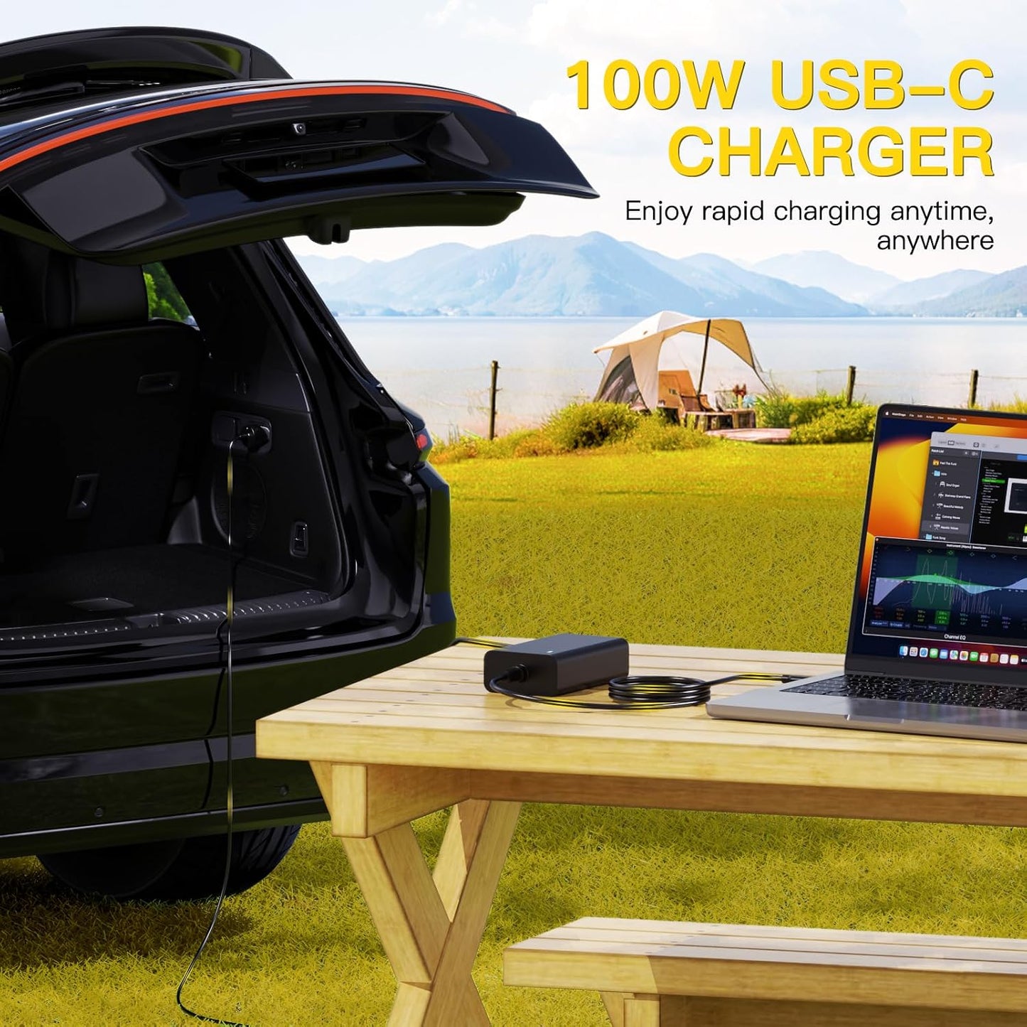 100W USB-C Laptop Car Charger for Dell Latitude/XPS/Precision,MacBook Pro | Air,for HP Spectre/Elitebook,for Lenovo ThinkPad/Yoga/IdeaPad,Acer Chromebook,Google,for Samsung,Zenbook,Car Laptop Charger