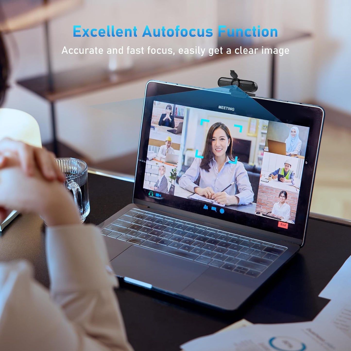 2K Webcam with Microphone, 78°FOV FHD PC Camera with 2K/30fps, Privacy Cover, Plug & Play USB Web Cam, Autofocus, 1080P/60fps External Webcam for PC, Computer Web Camera for Laptop, Mac, Zoom