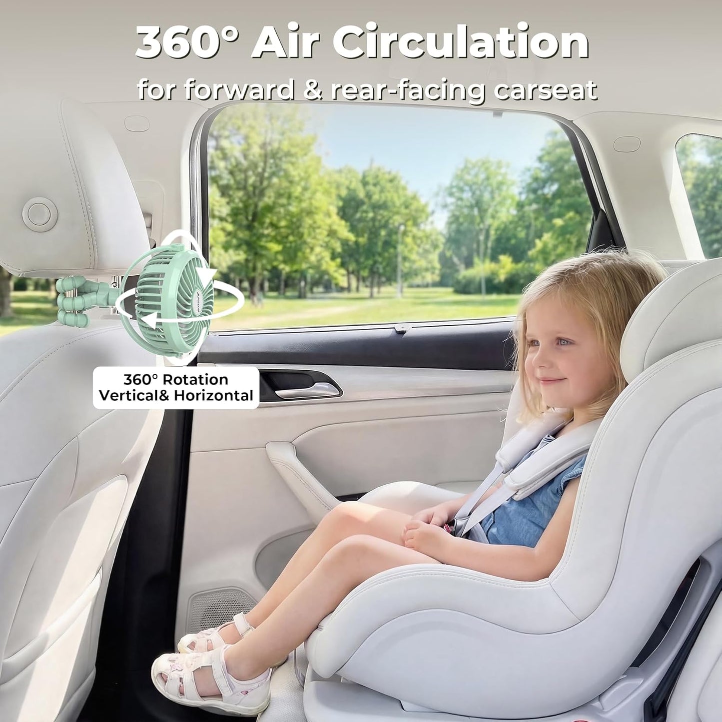 AMACOOL Battery Operated Stroller Fan, Portable Clip On Fan Rechargeable | Baby Travel Essentials for Beach Disney, Newborn Boy & Girl Gifts Registry Search, Cooling for Car Seat Wagon Crib Treadmill