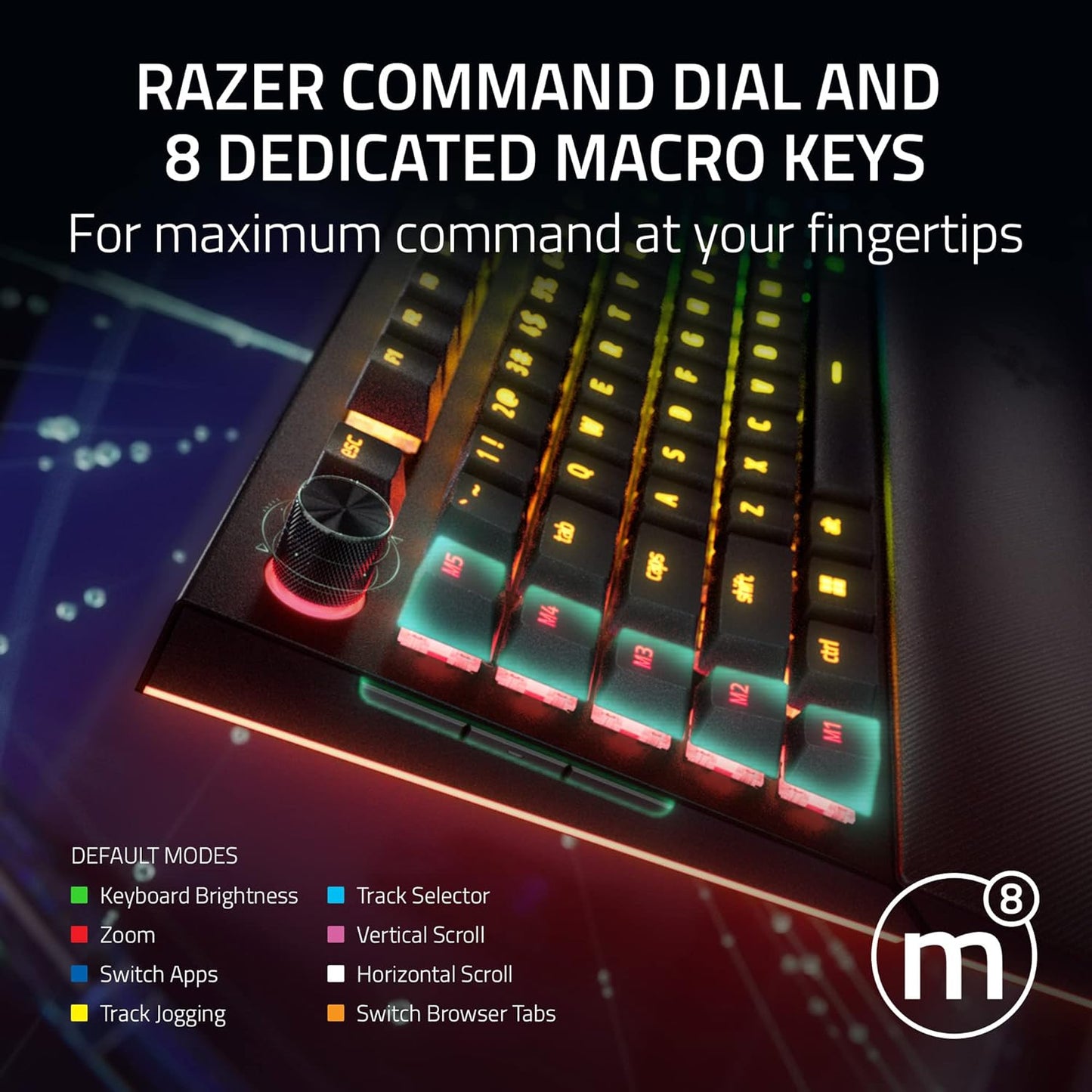 Razer BlackWidow V4 Pro Mechanical Gaming Keyboard, Green Tactile Switches | Green Switches Tactile & Clicky, Doubleshot ABS Keycaps, Command Dial, 8 Dedicated Macro Keys, Chroma RGB