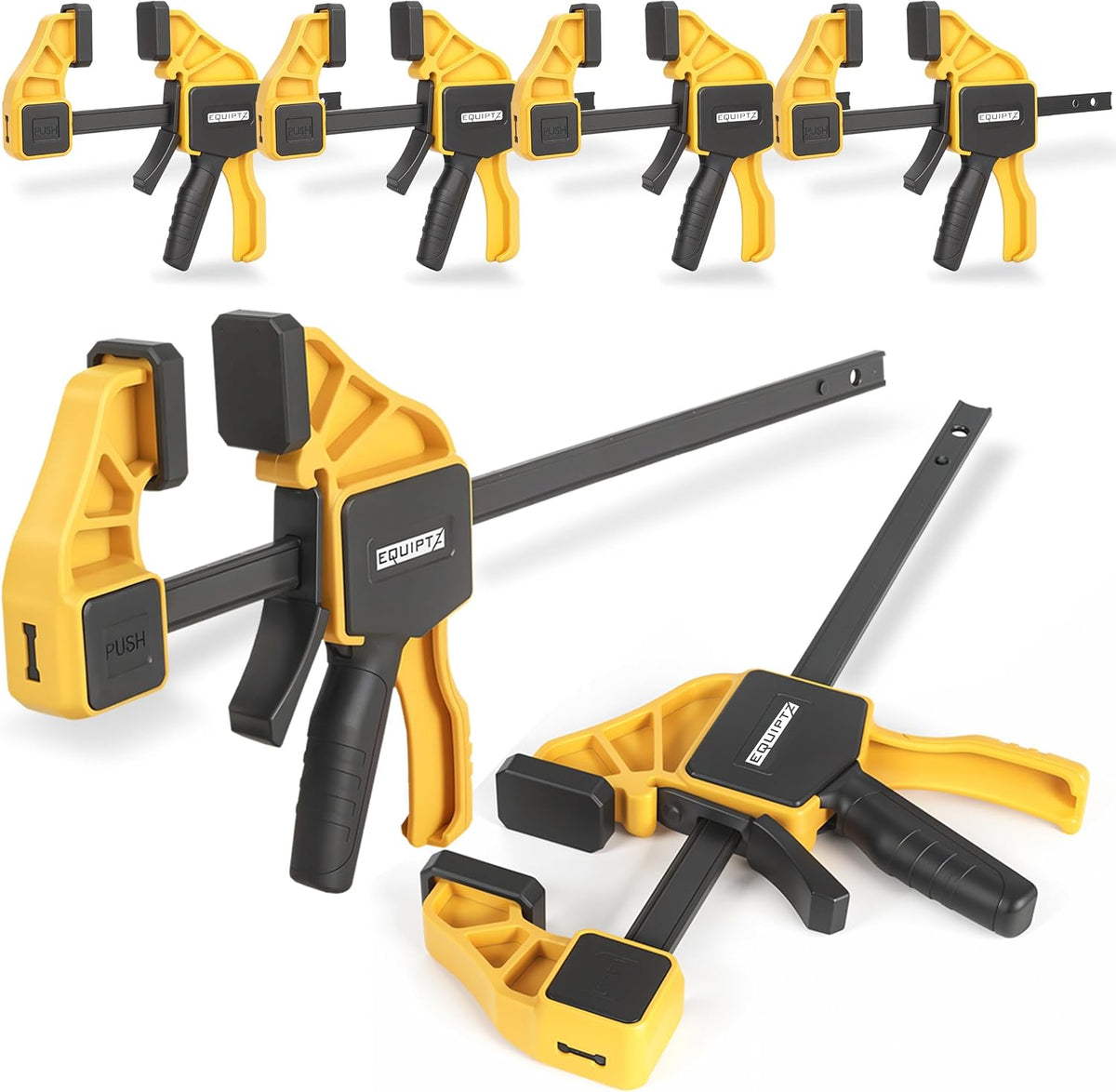 EQUIPTZ 6 inch Bar Clamps for Woodworking – 4 Pack Quick Grip Clamps Set with 150 lbs Force – Wood Clamps for Gluing, Carpentry, DIY, and Metalworking (6 inch Size, 4 Pack)