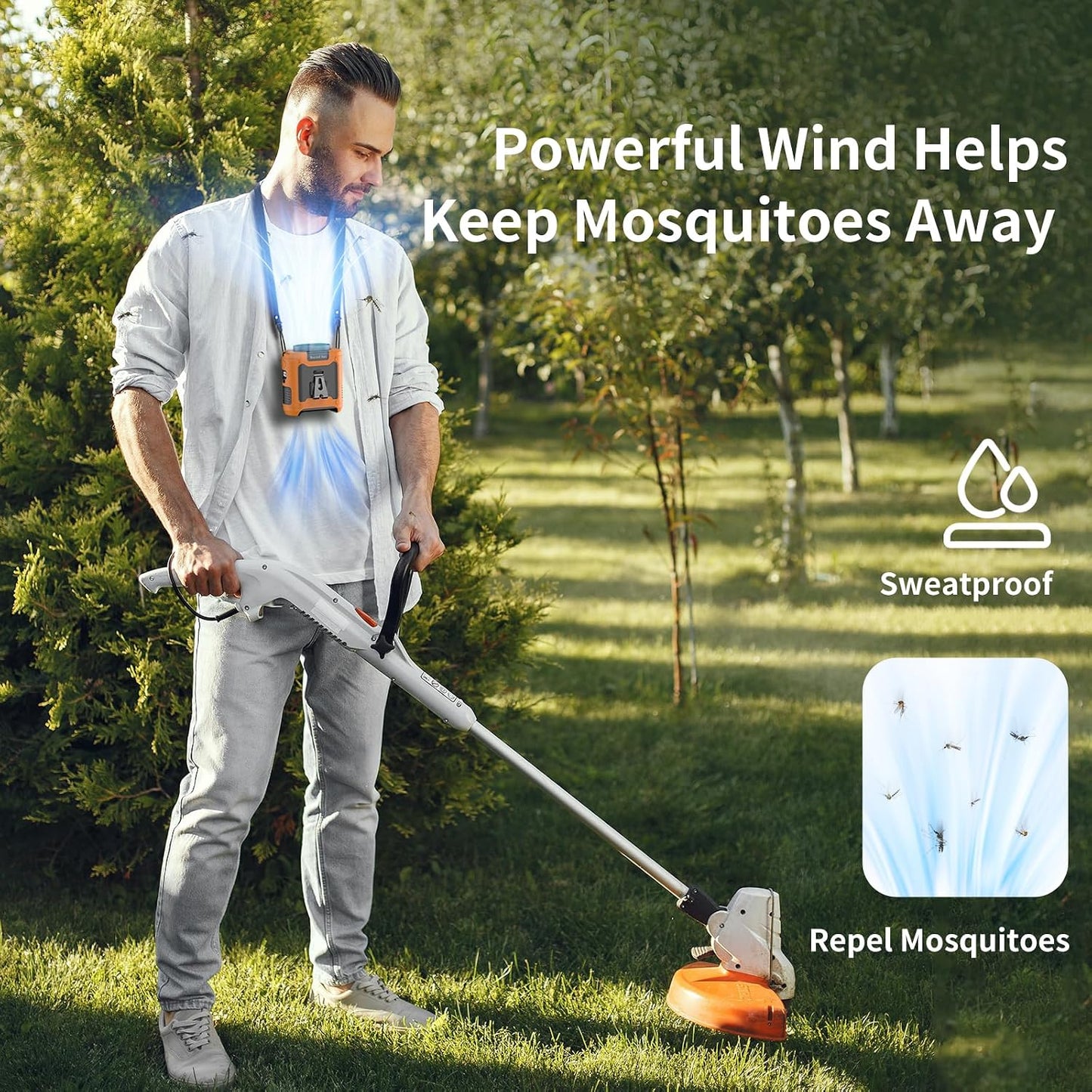 Socool 10000mAh Portable Waist Fan Clip on Wearable Belt Personal Fan Rechargeable Battery operated With 5 Speeds & Flashlight Neck Hands-Free 40H Cooling For Outdoor Camping Travel (Orange)