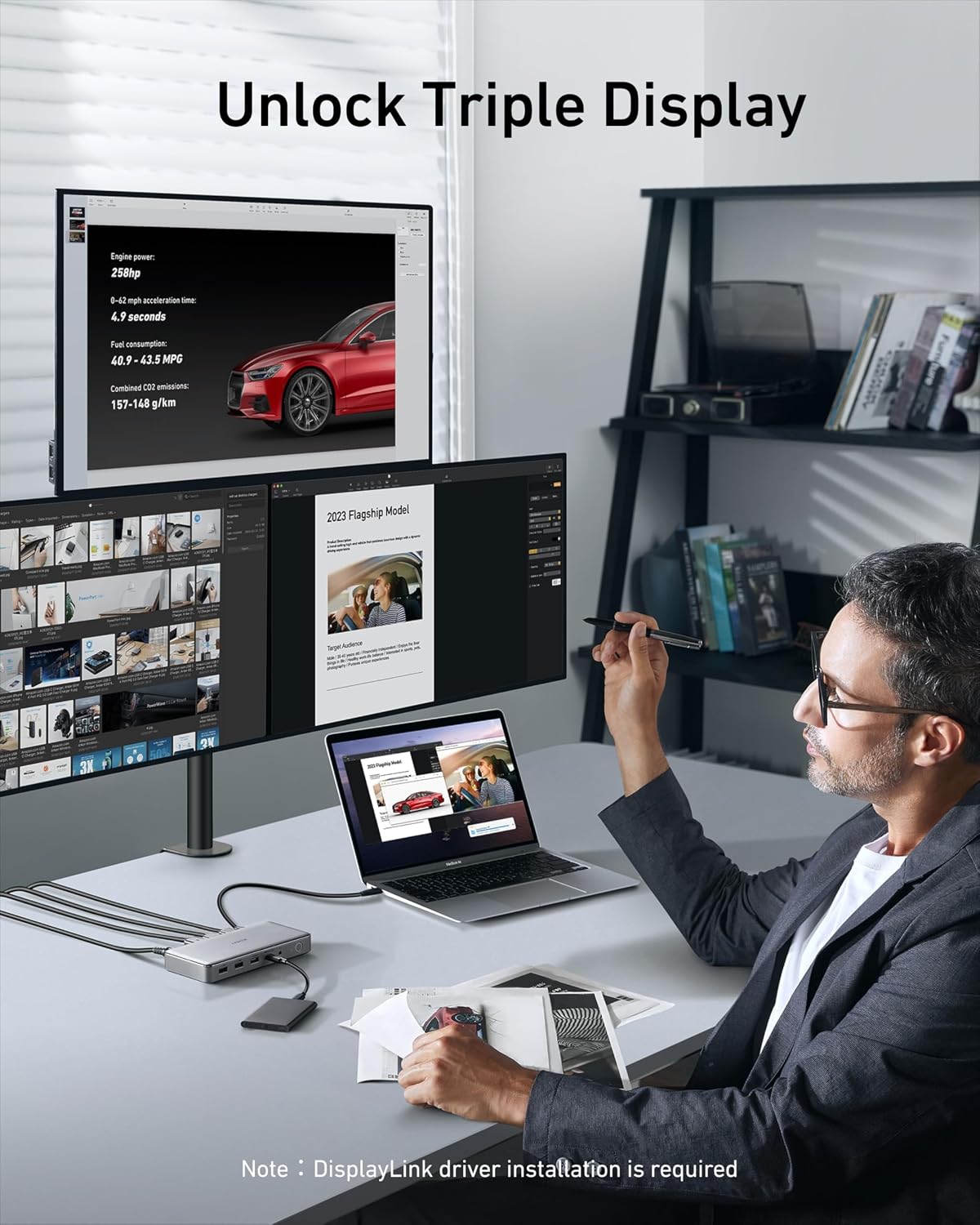 Anker Docking Station (DL6350), 10-in-1 Triple Display, DisplayLink