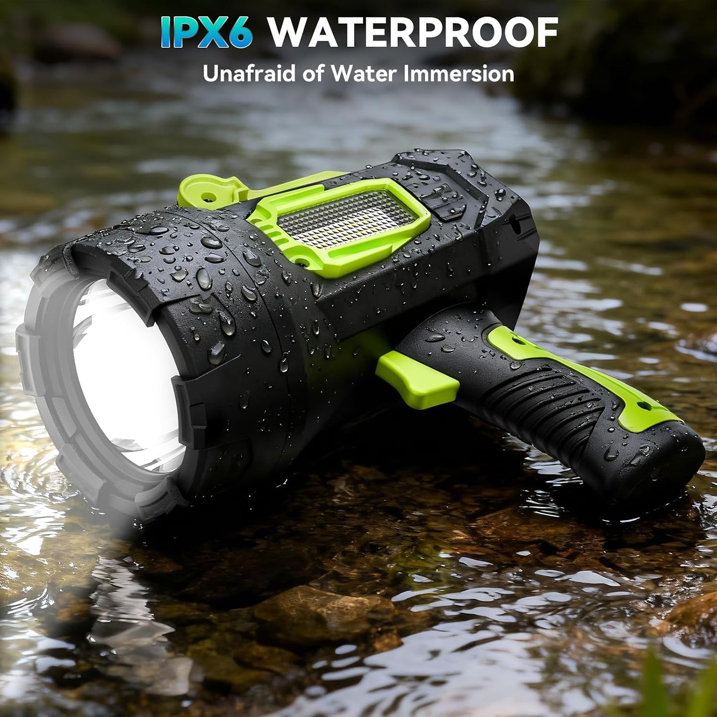 Rechargeable Spotlight，2000000 Lumens Super Bright LED SpotLights Flashlight, Spot Lights Long Runtime Waterproof ，Spot Light Outdoor Handheld with Cob Light & Foldable Tripod for Camping