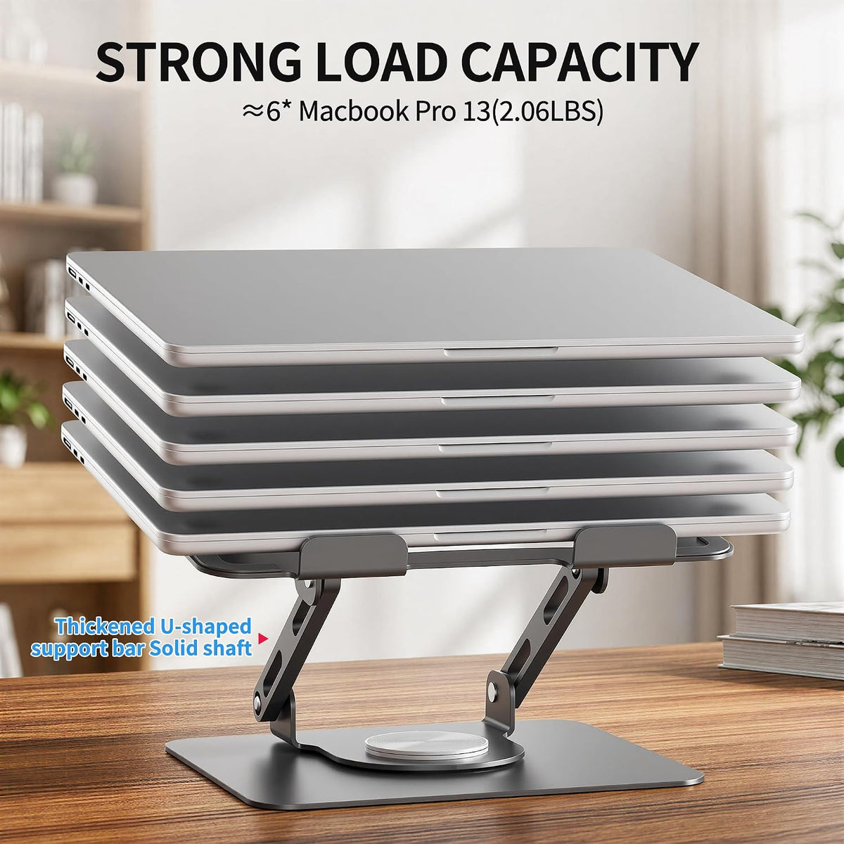 SOUNDANCE 360 Rotating Laptop Stand, Adjustable Riser,10-17", Silver Grey