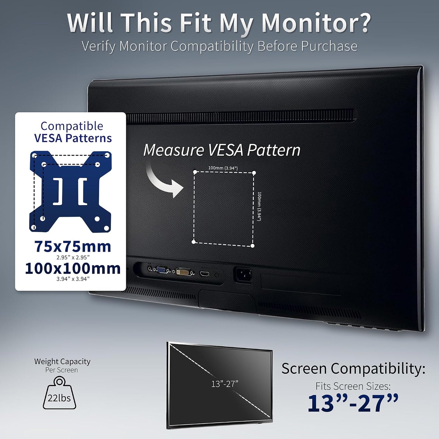 VIVO STAND-V002F Dual LED LCD Monitor Free-Standing Desk Stand for 2 Screens up to 27 Inch Heavy-Duty Fully Adjustable Arms with Max VESA 100x100mm