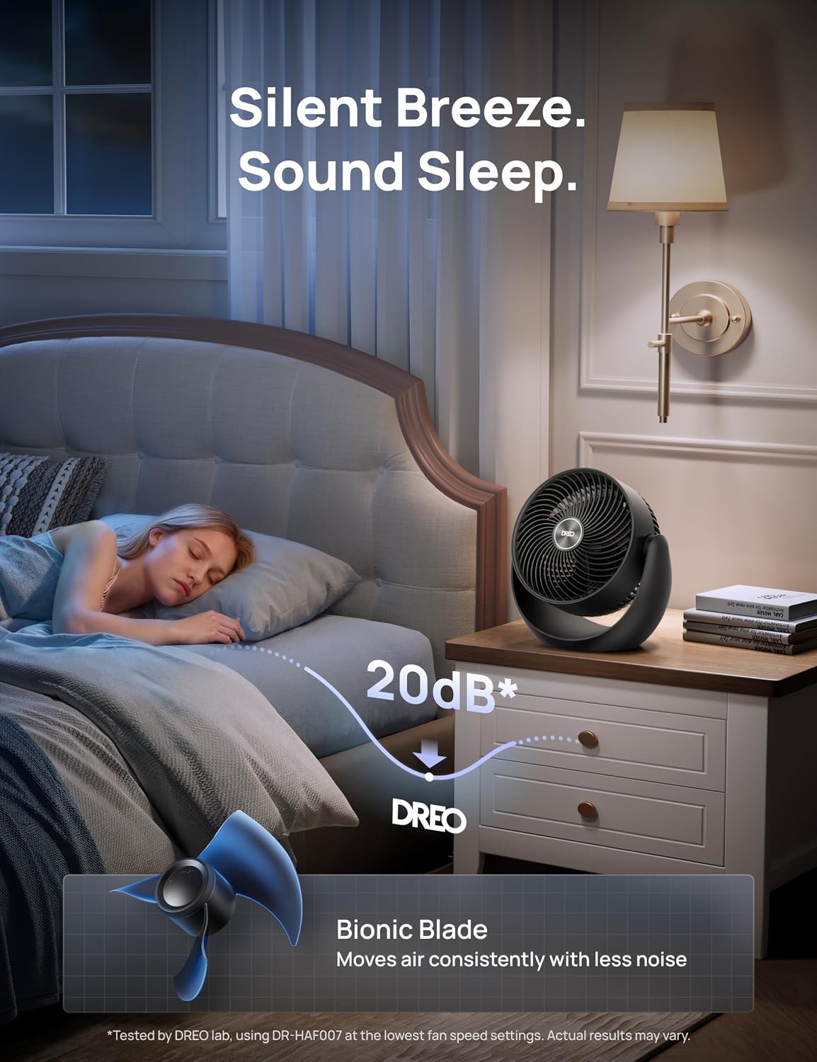 DREO Fan for Bedroom, Table Air Circulator for Whole Room, 11 Inch, 60ft Strong Airflow, 120° adjustable tilt, 20db Low Noise, Quiet, 3 Speeds, Desk Fan for Home,Office, Kitchen