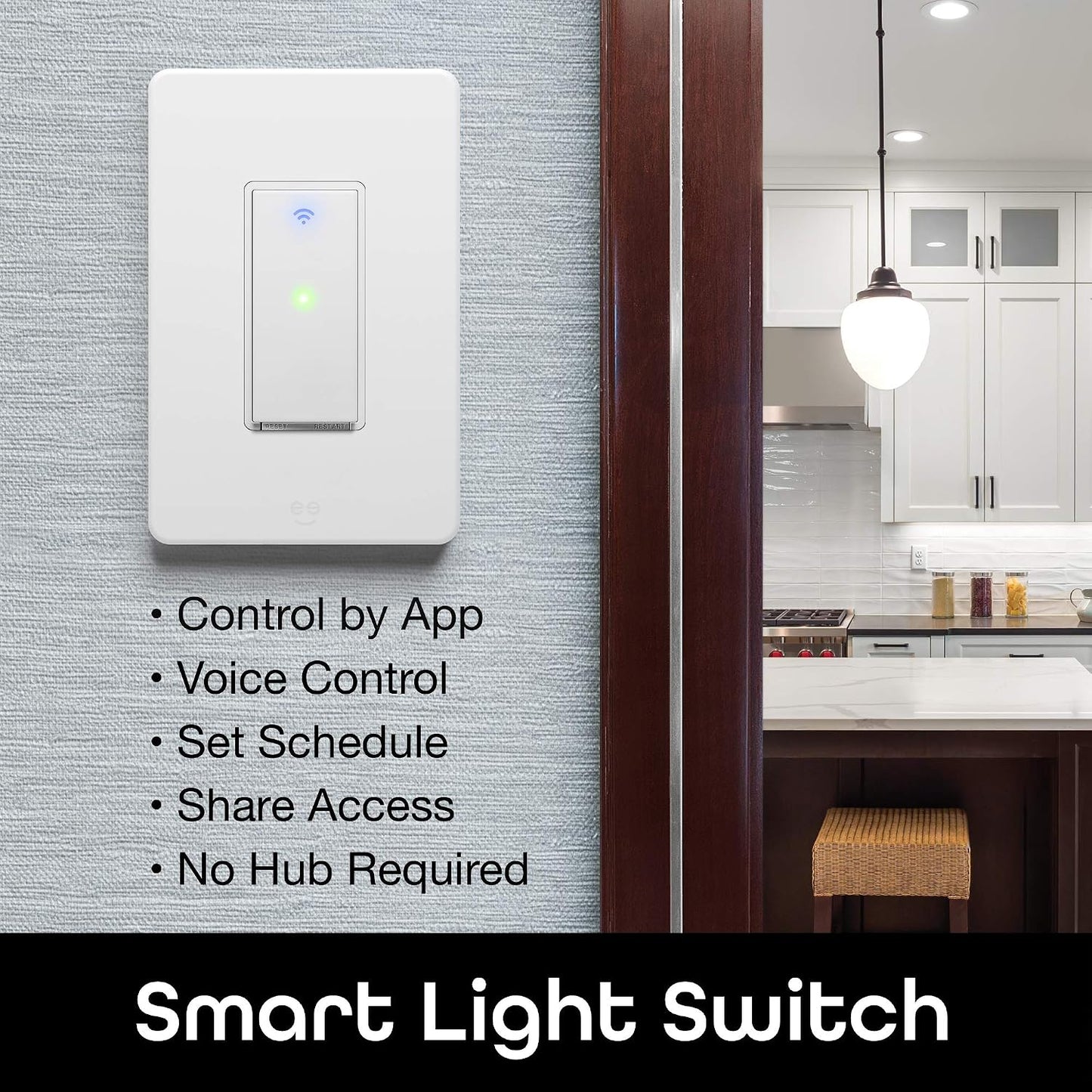 Geeni TAP Smart Light Switch, White, 1 Switch - Requires Neutral Wire - Works with Amazon Alexa and Google Home Requires 2.4 GHz Wi-Fi
