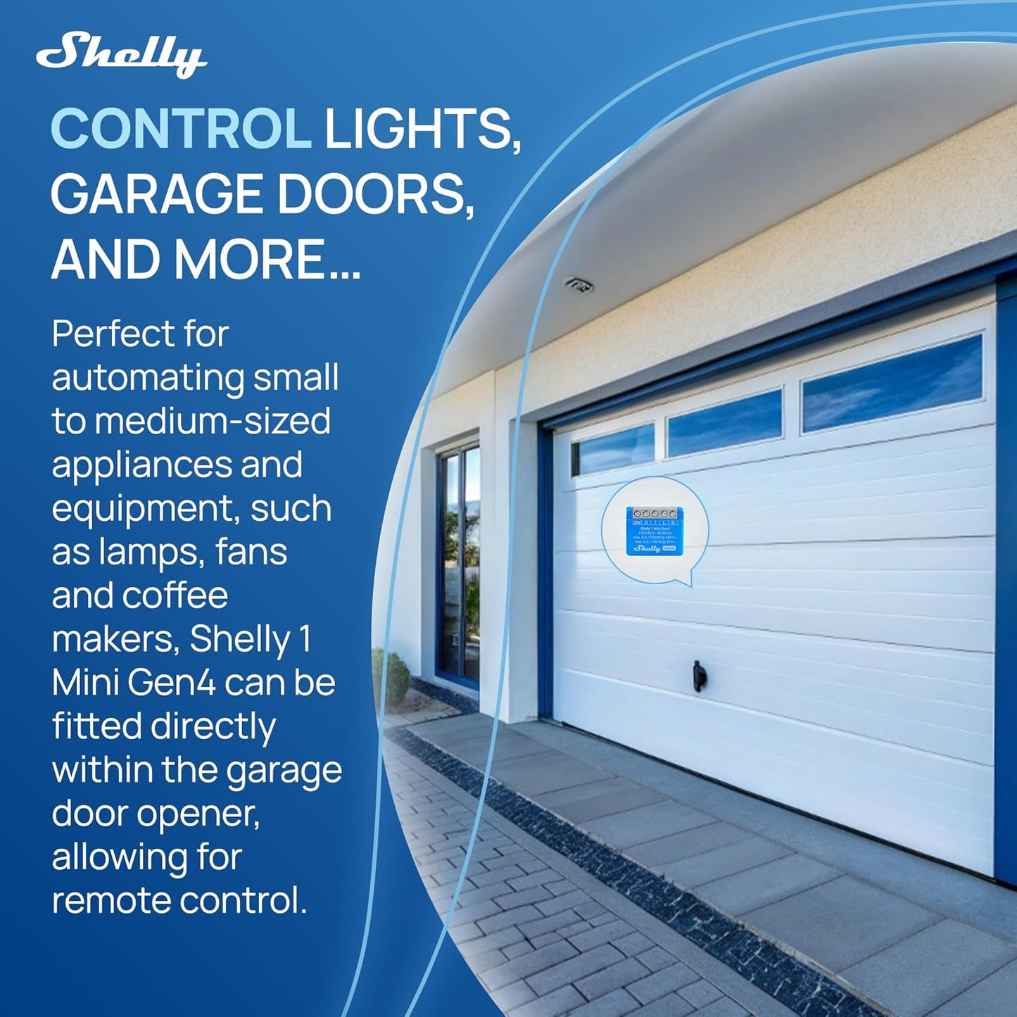 Shelly 1 Mini Gen4 | Wi-Fi, Zigbee & Matter Smart Relay Switch with Dry Contacts, 1-Channel 8A | Home Automation | Alexa, SmartThings, Google Home, Apple HomeKit Compatible | Garage Door Opener