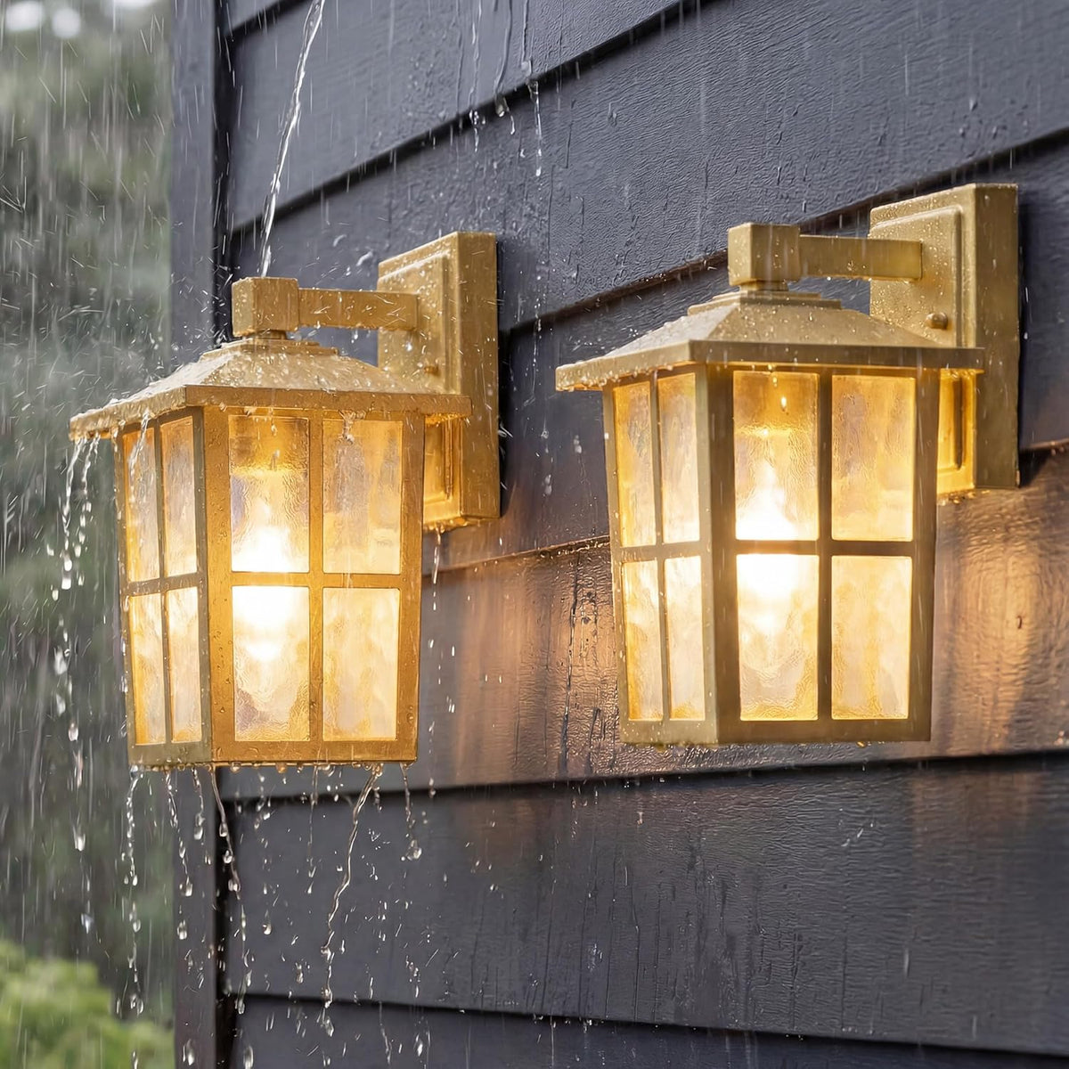 KDG Gold Outdoor Waterproof Modern Patio Wall Light Fixtures Set of 2