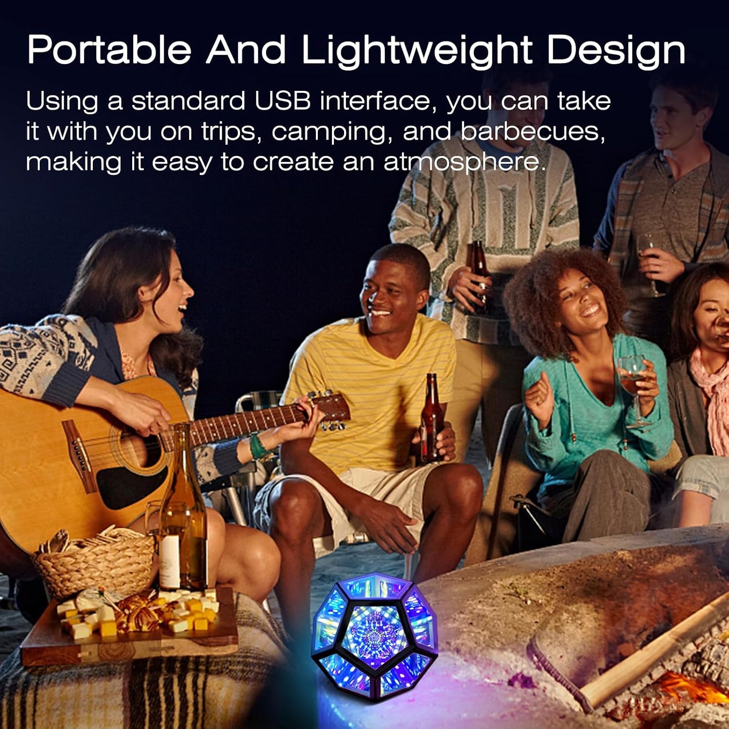 MITO Infinity Mirror Light Dodecahedron, RGBW Cube Light Decor for Gaming | Music sync RGBW audio visualizer, 258 Dynamic effects, APP controlled, Multi-scene decor, Portable, Birthday Christmas Gift