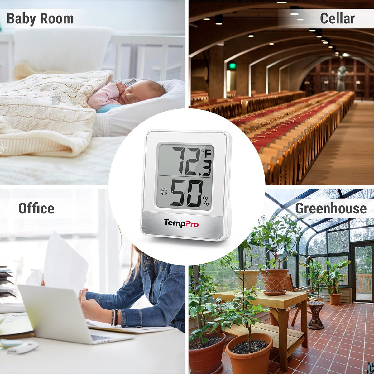 TempPro TP49 3 Pack Digital Hygrometer Indoor Thermometer