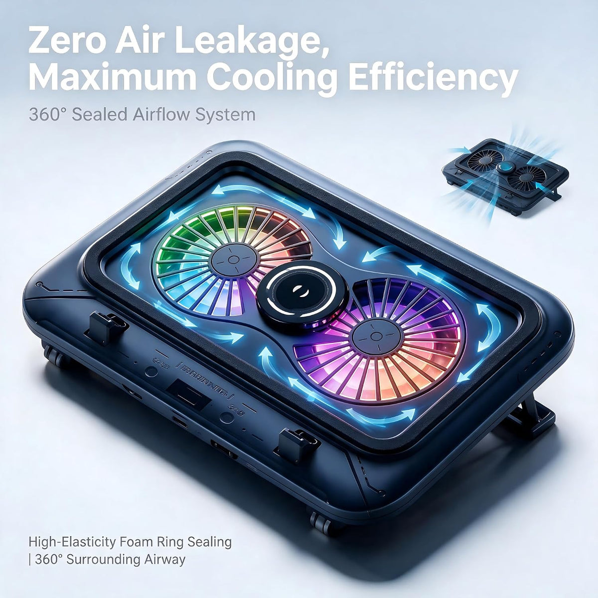 NIMO Laptop Cooling Pad Semiconductor and Pressurized Turbo Fan Station