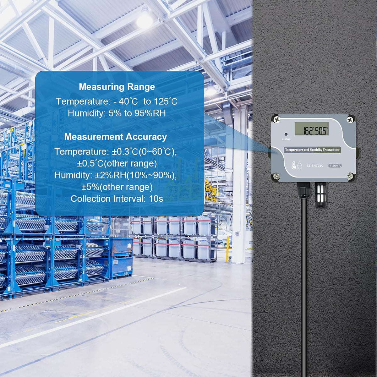 Tzone 4-20mA Temperature Humidity Transmitter Industrial Analog Temp Sensor