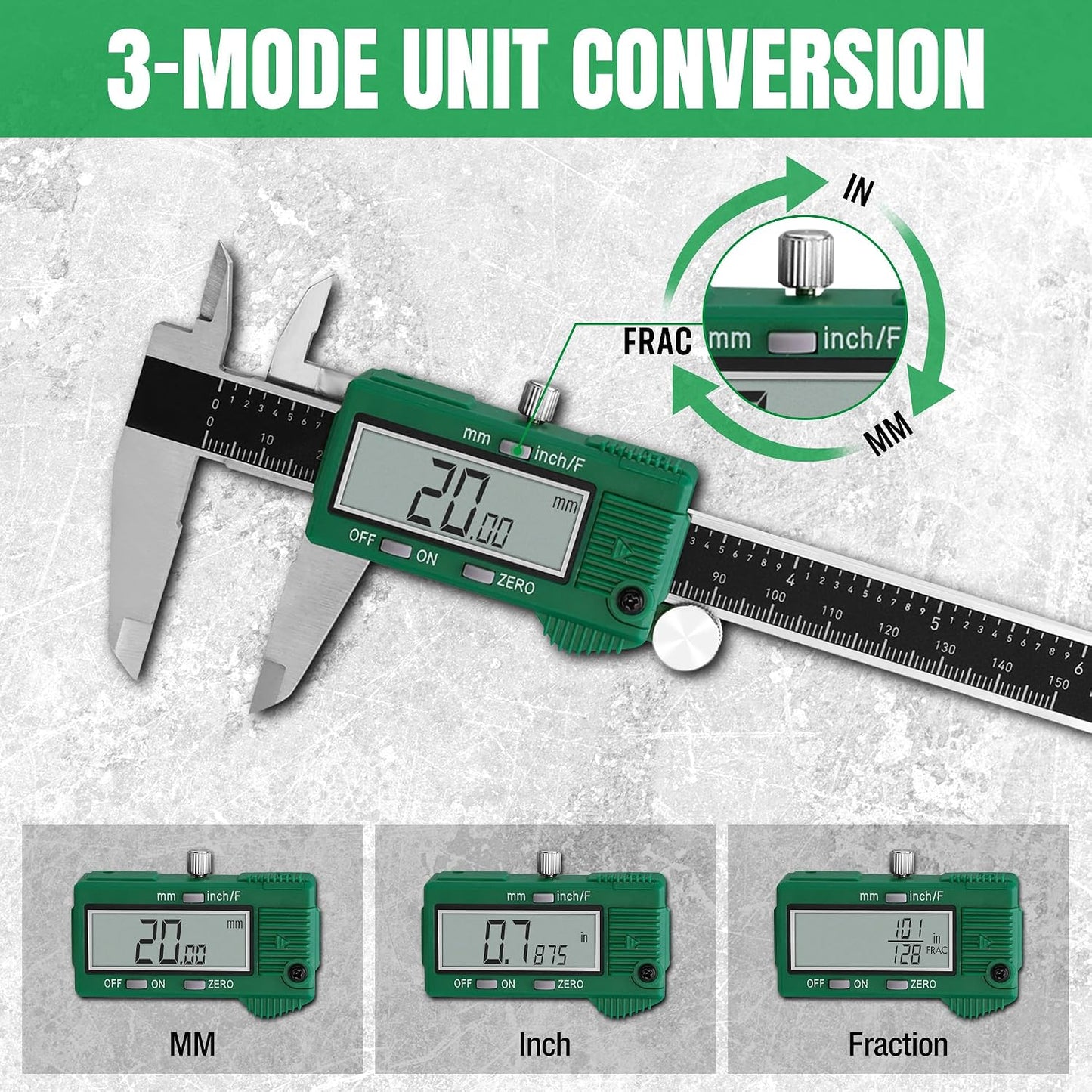 SK 6'' Digital Calipers, Vernier Caliper Measuring Tool, ±0.001" Accuracy | Electronic Calibrador with Large LCD Screen, Auto-Off Feature, Inch/Millimeter/Fraction Conversion
